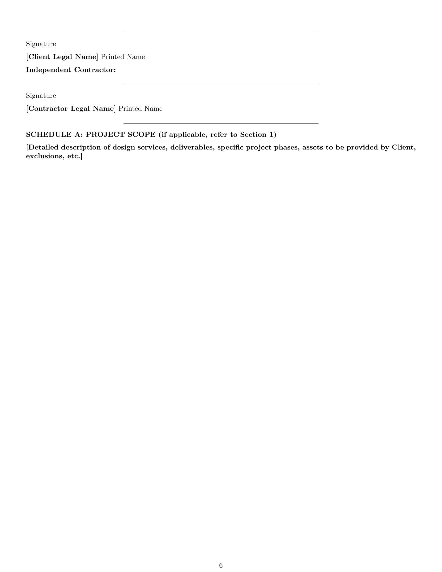 Preview page 6 of Pro Illinois design independent contractor agreement template