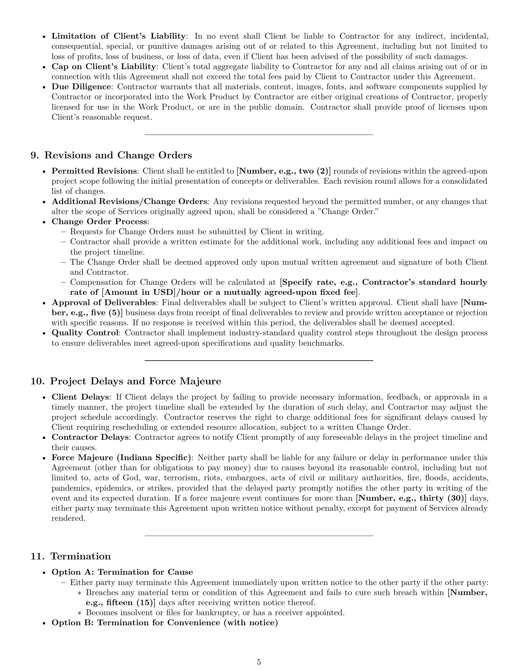 Preview page 5 of Pro Indiana design independent contractor agreement template