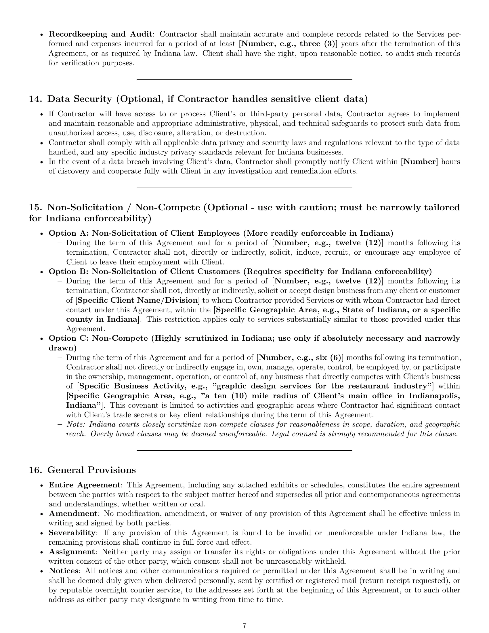 Preview page 7 of Pro Indiana design independent contractor agreement template