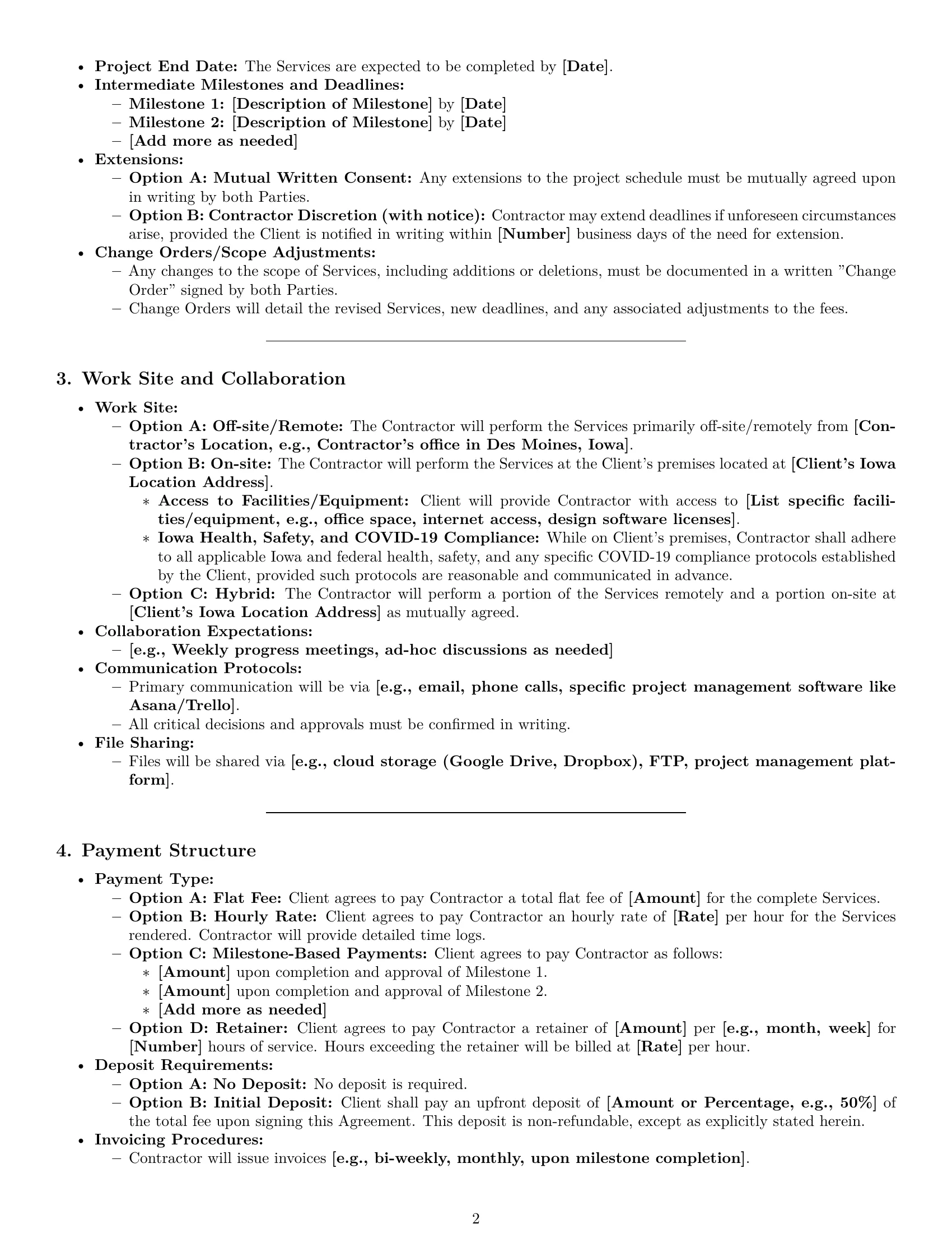 Preview page 2 of Pro Iowa design independent contractor agreement template
