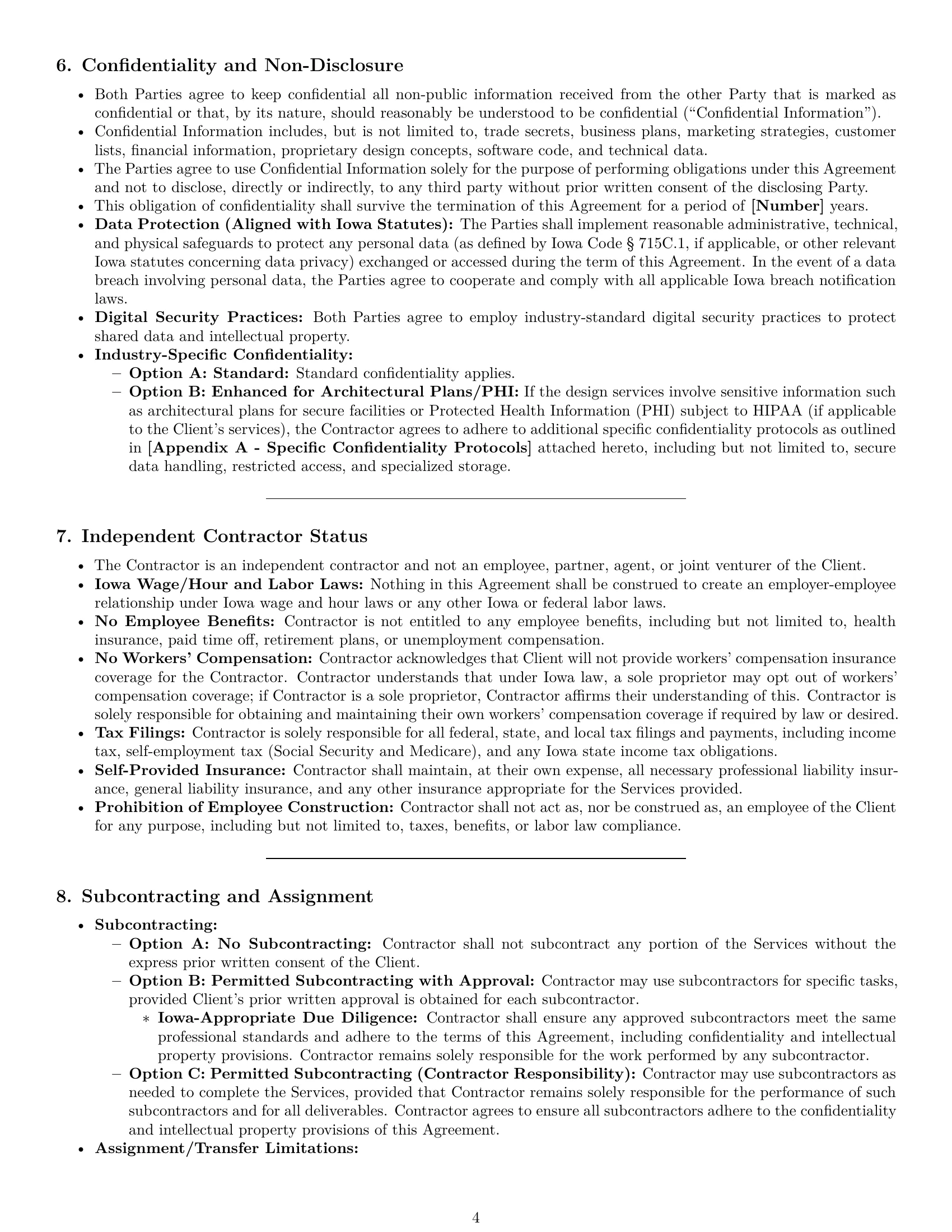 Preview page 4 of Pro Iowa design independent contractor agreement template