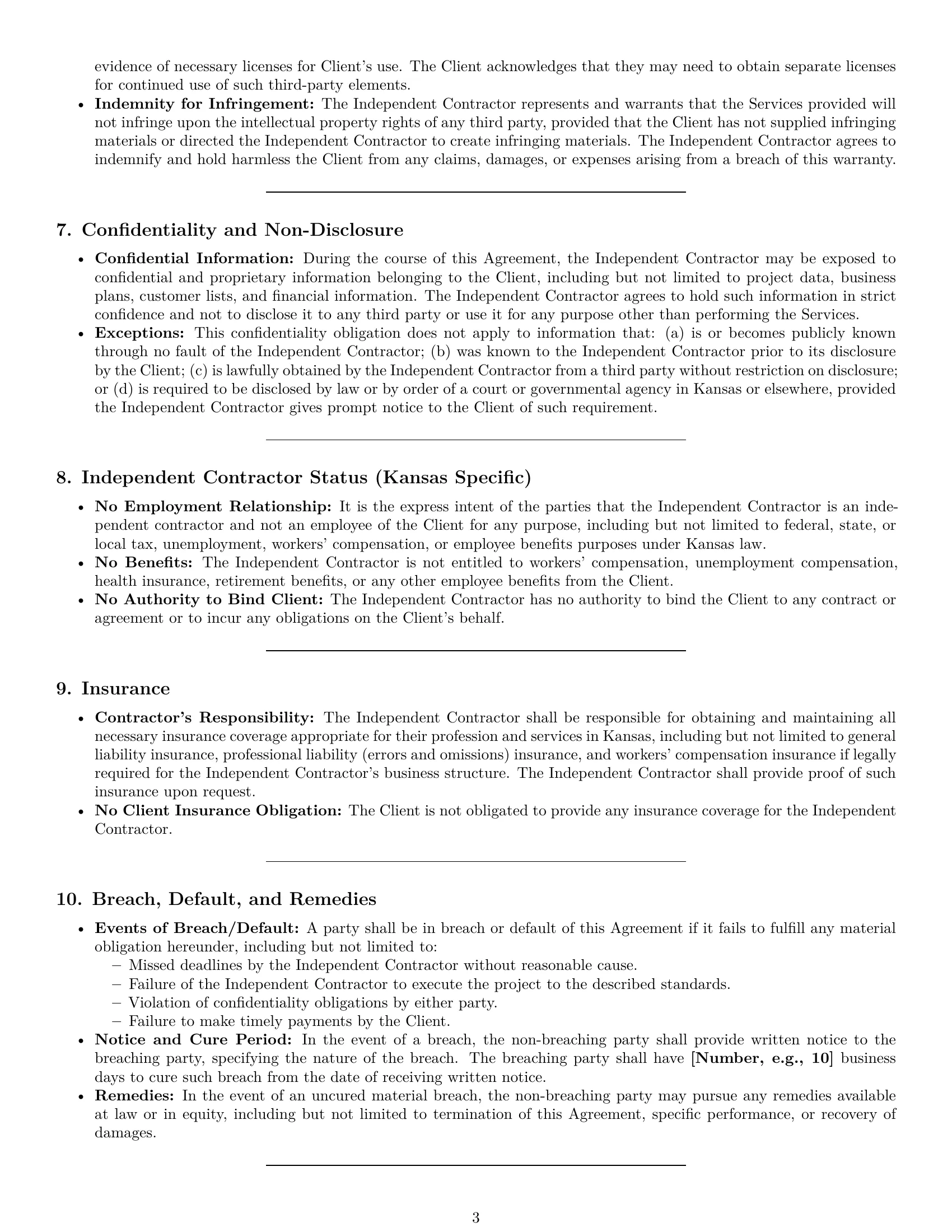 Preview page 3 of Pro Kansas design independent contractor agreement template