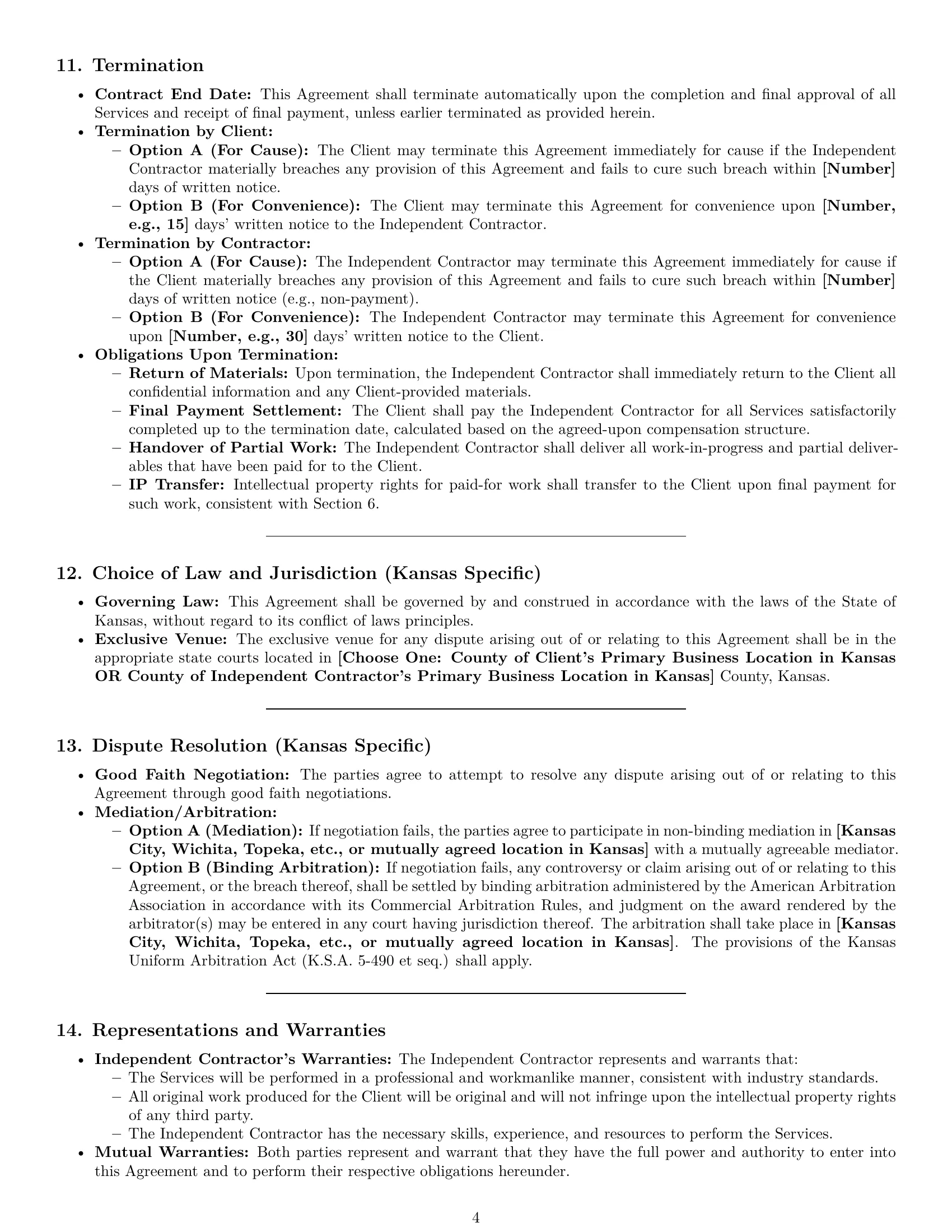 Preview page 4 of Pro Kansas design independent contractor agreement template