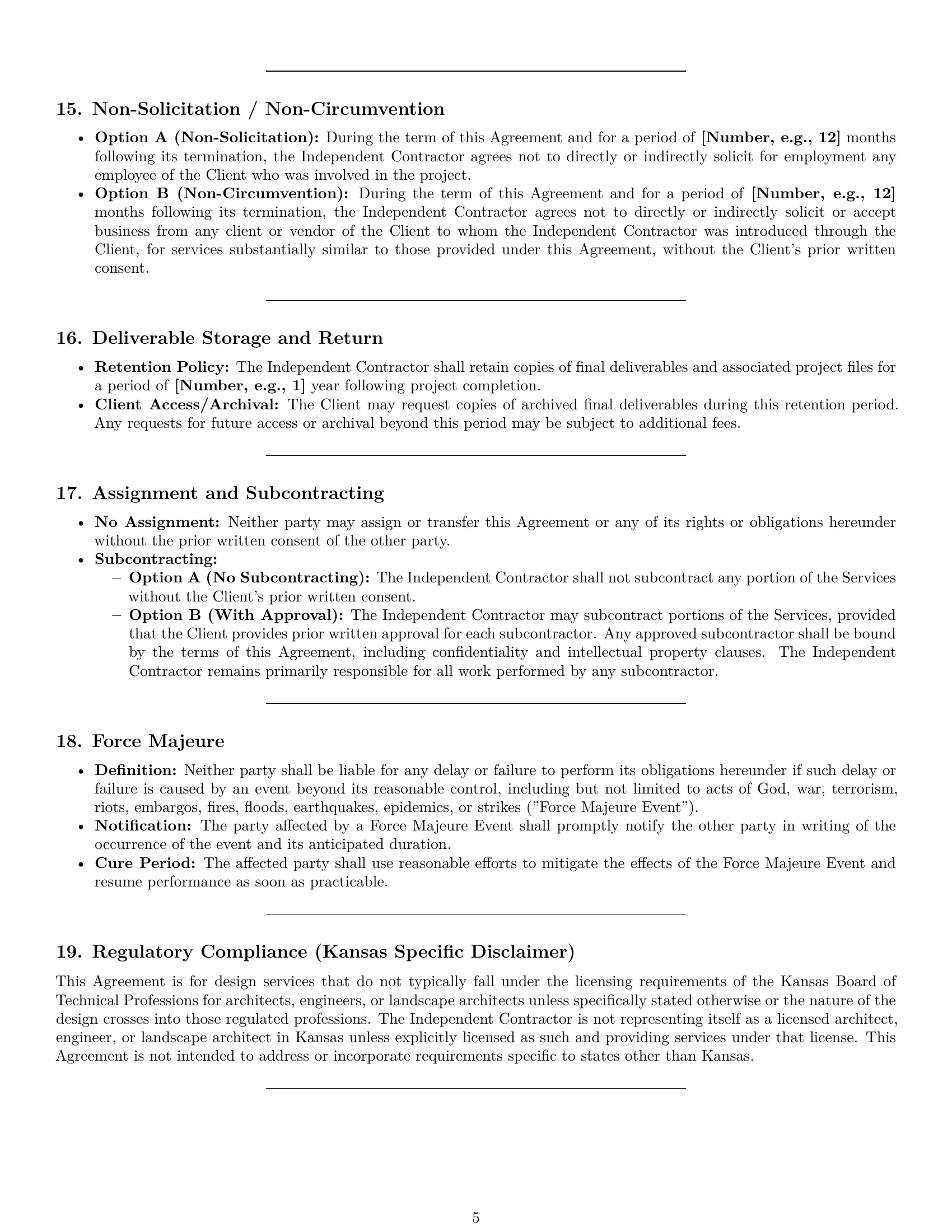 Preview page 5 of Pro Kansas design independent contractor agreement template