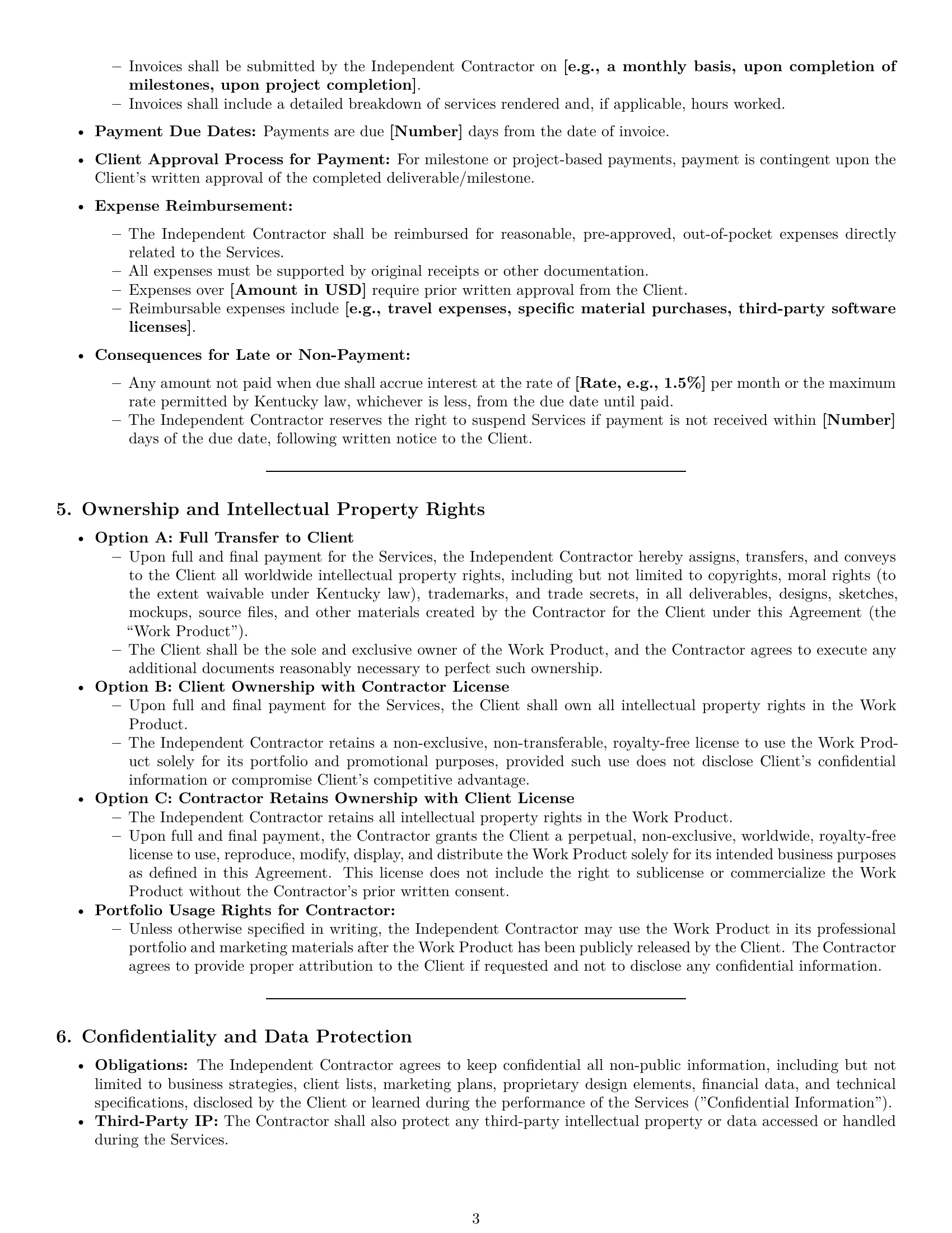 Preview page 3 of Pro Kentucky design independent contractor agreement template