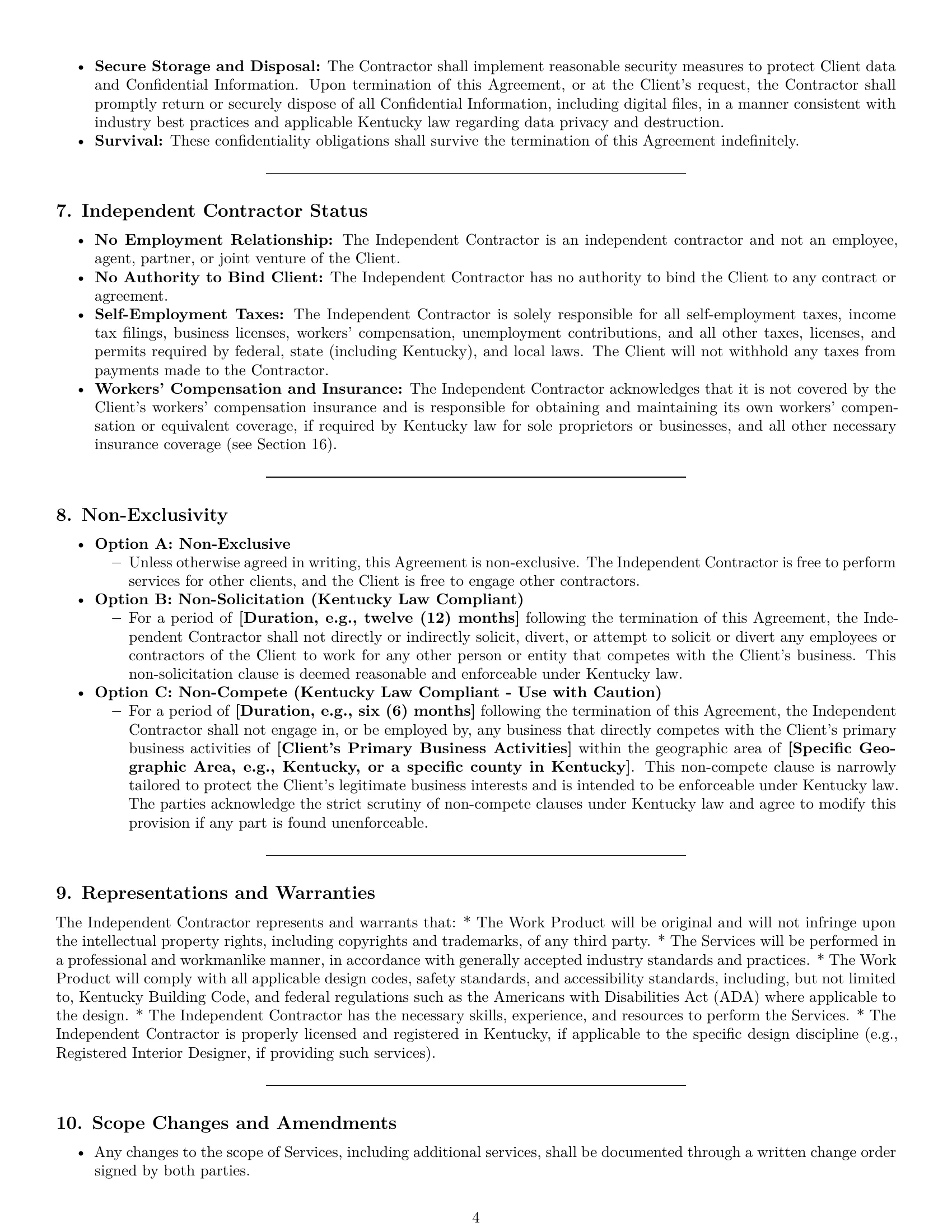 Preview page 4 of Pro Kentucky design independent contractor agreement template
