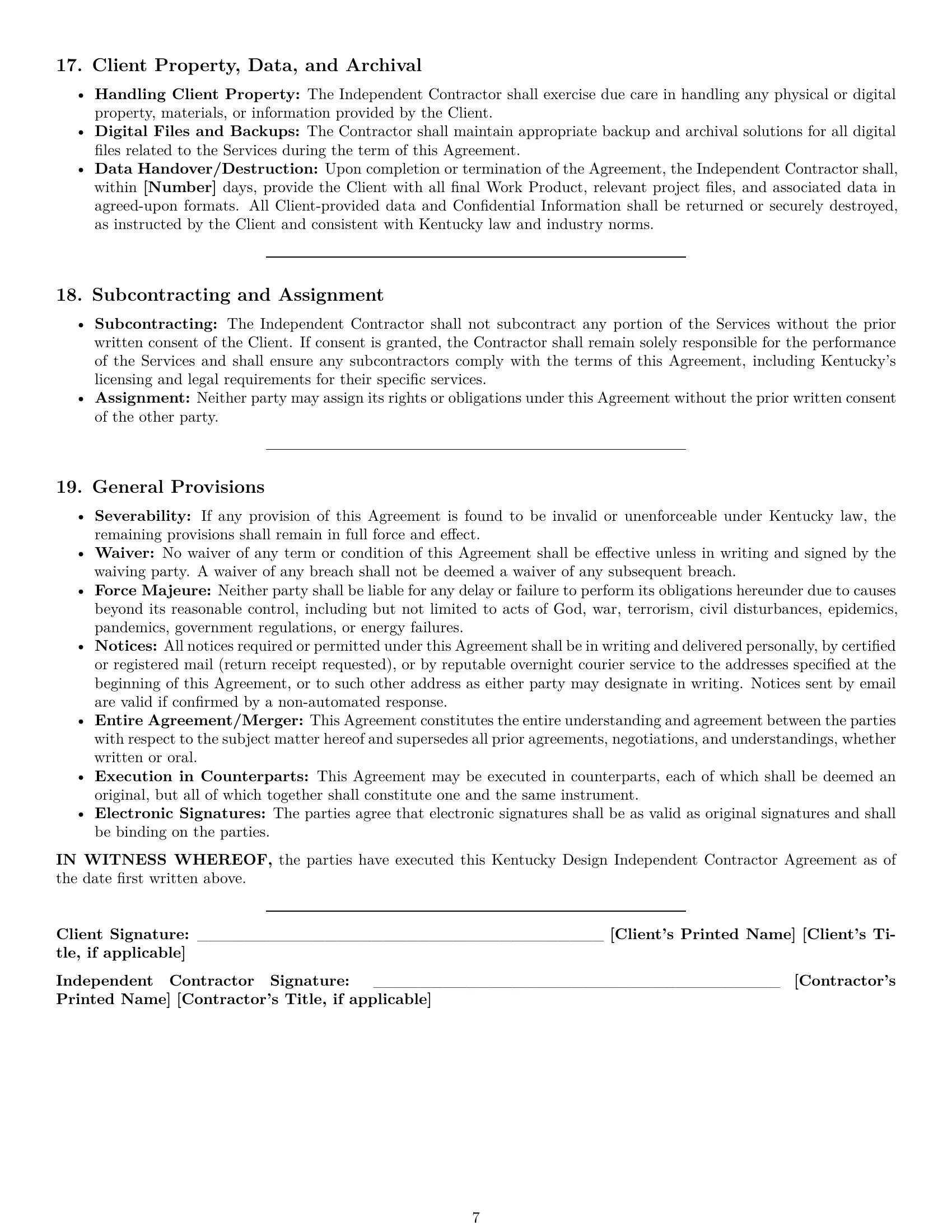 Preview page 7 of Pro Kentucky design independent contractor agreement template