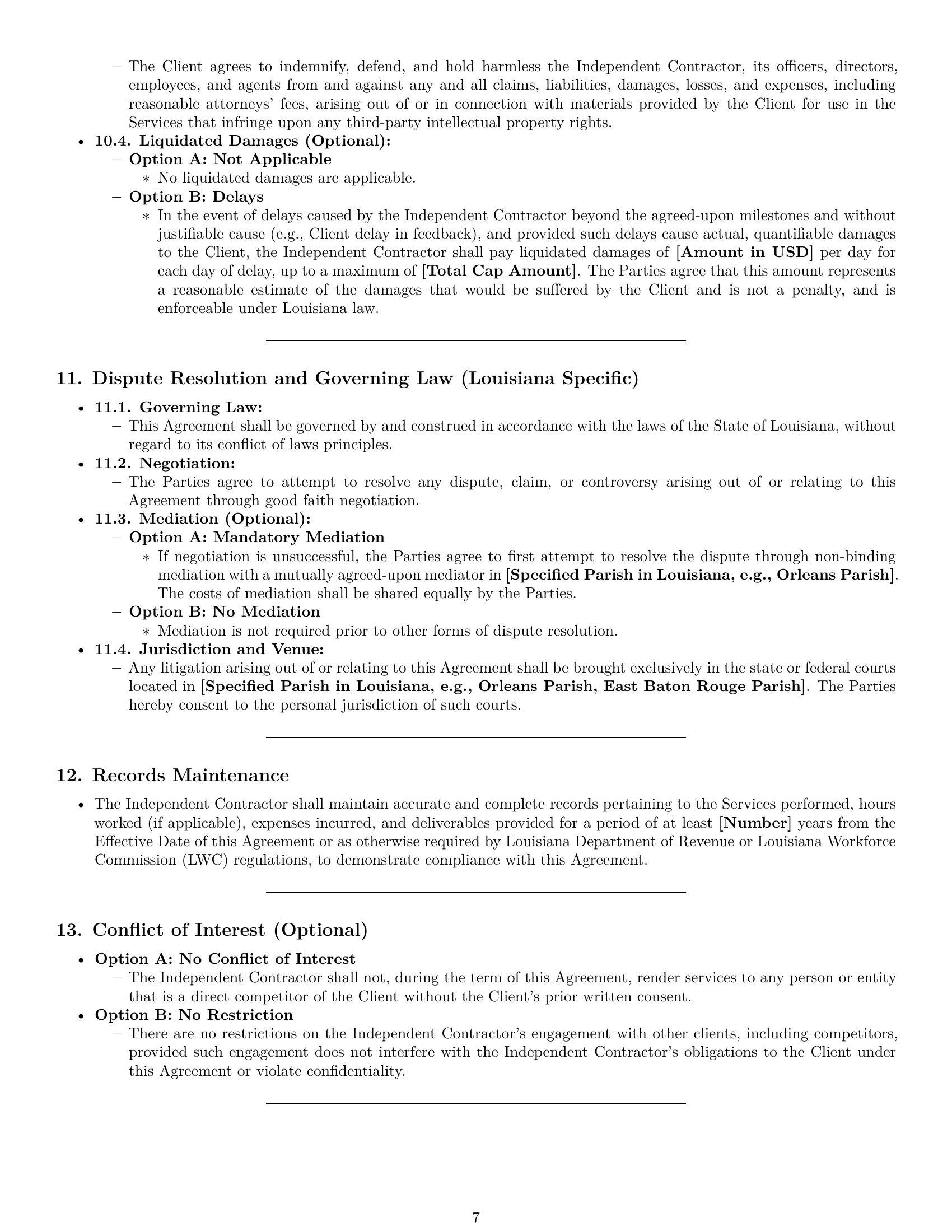 Preview page 7 of Pro Louisiana design independent contractor agreement template