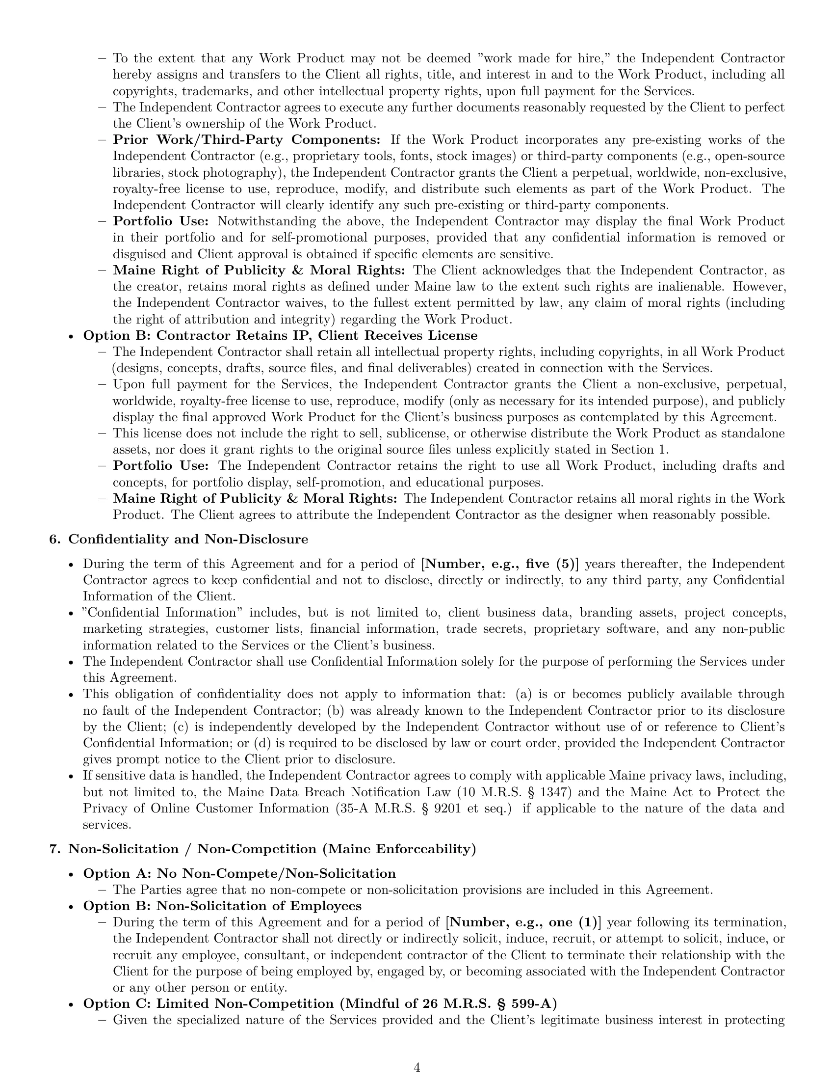 Preview page 4 of Pro Maine design independent contractor agreement template