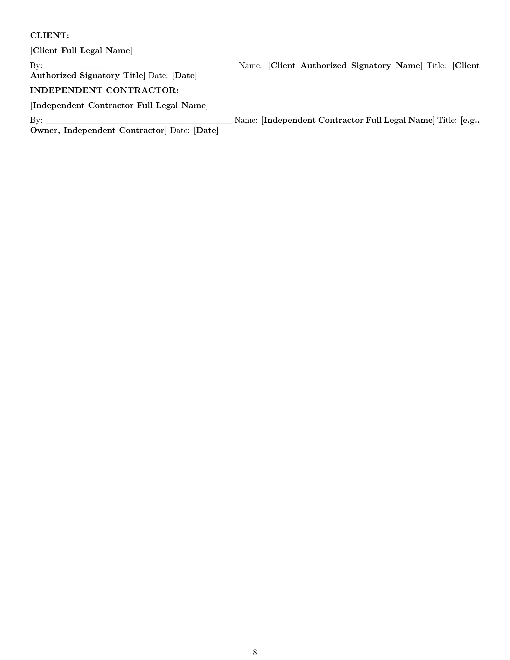 Preview page 8 of Pro Maine design independent contractor agreement template