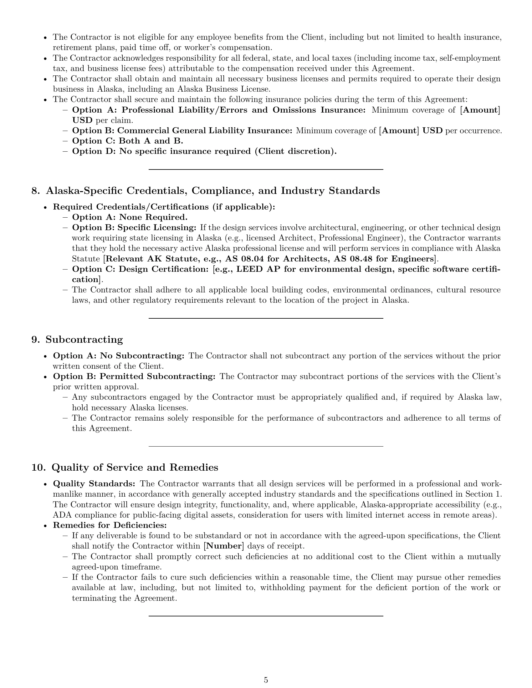 Preview page 5 of Pro Alaska design independent contractor agreement template