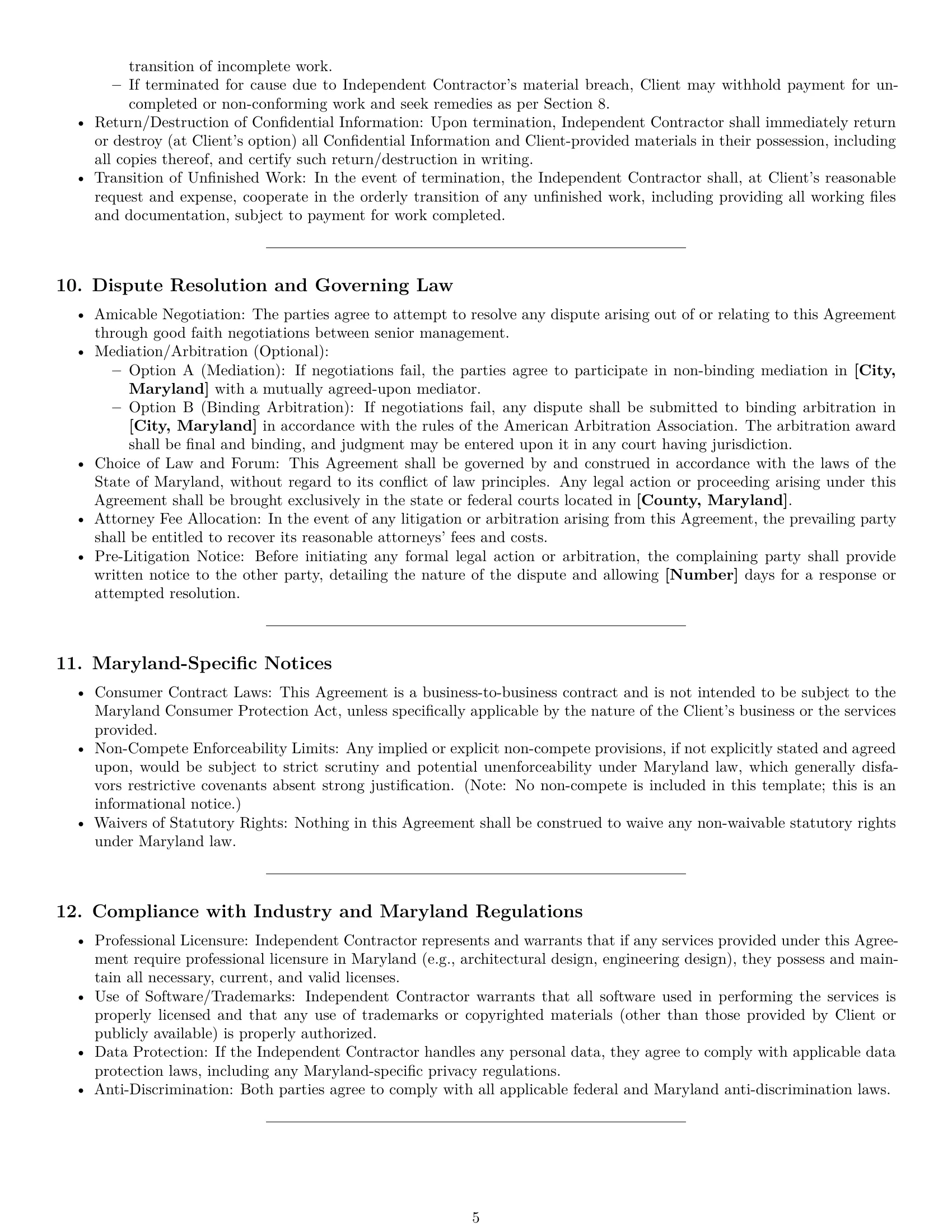 Preview page 5 of Pro Maryland design independent contractor agreement template