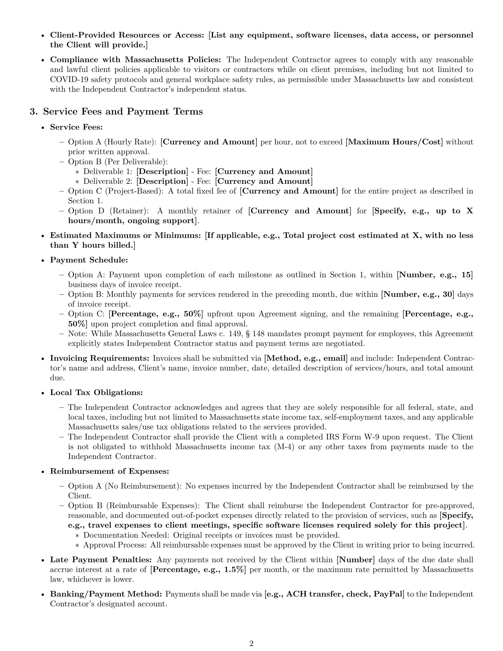 Preview page 2 of Pro Massachusetts design independent contractor agreement template