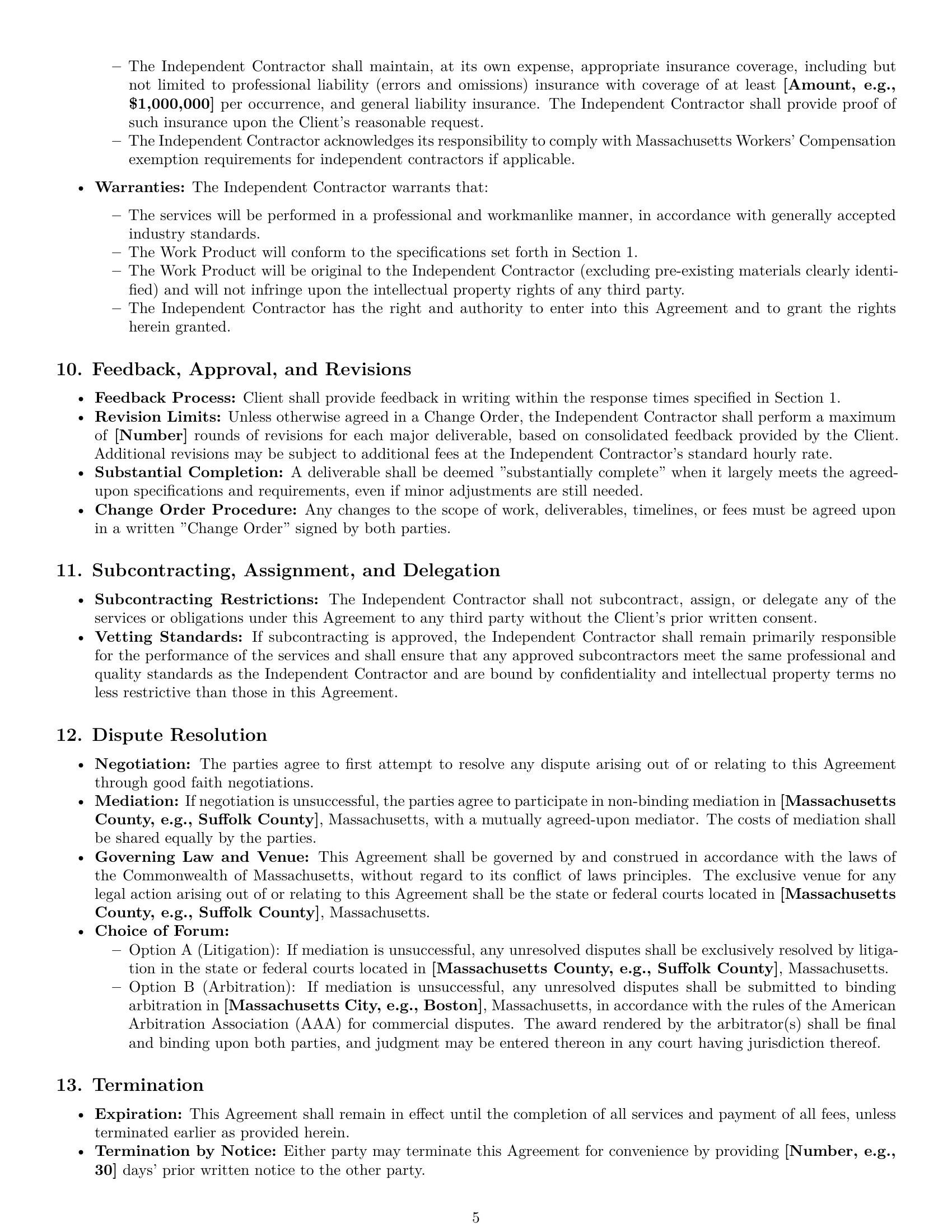 Preview page 5 of Pro Massachusetts design independent contractor agreement template