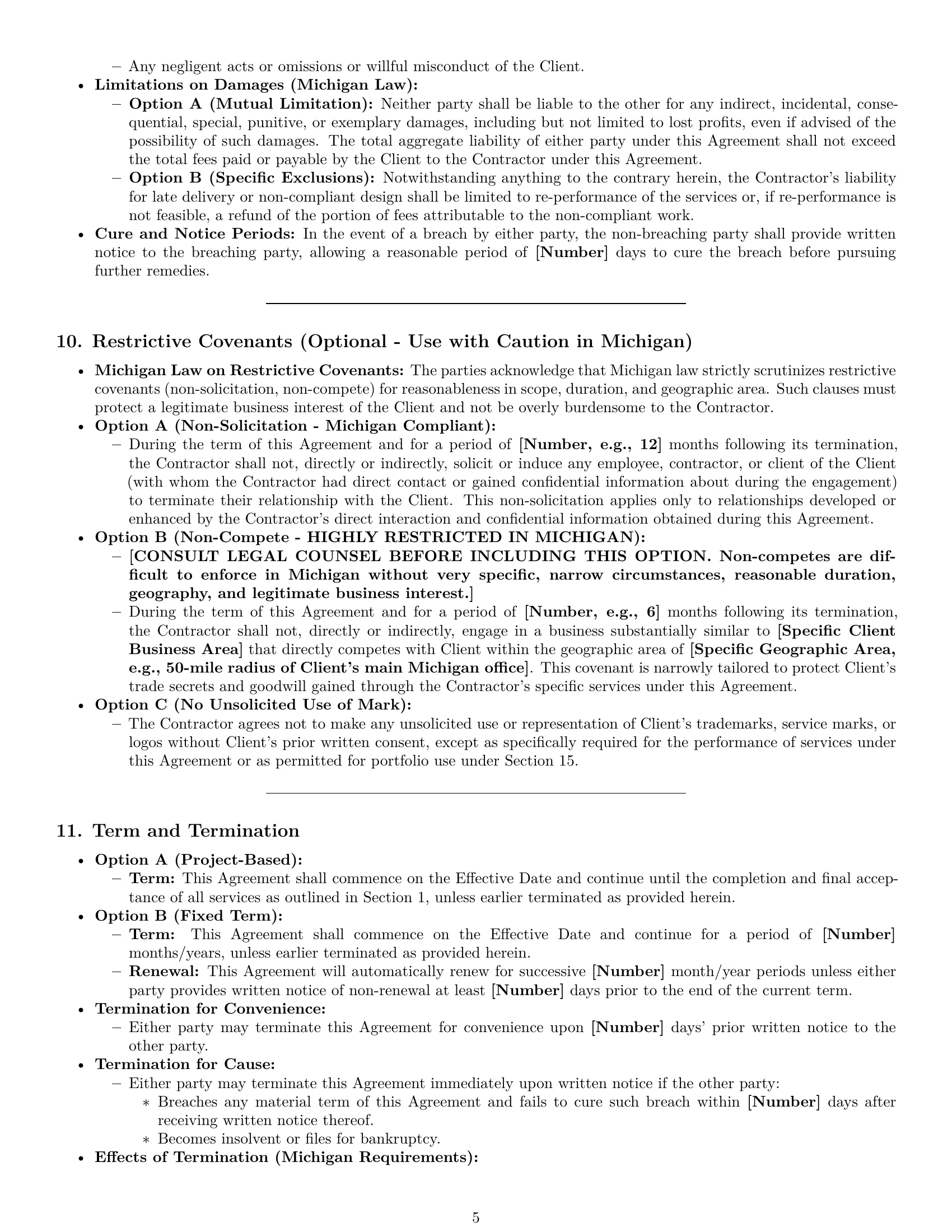 Preview page 5 of Pro Michigan design independent contractor agreement template