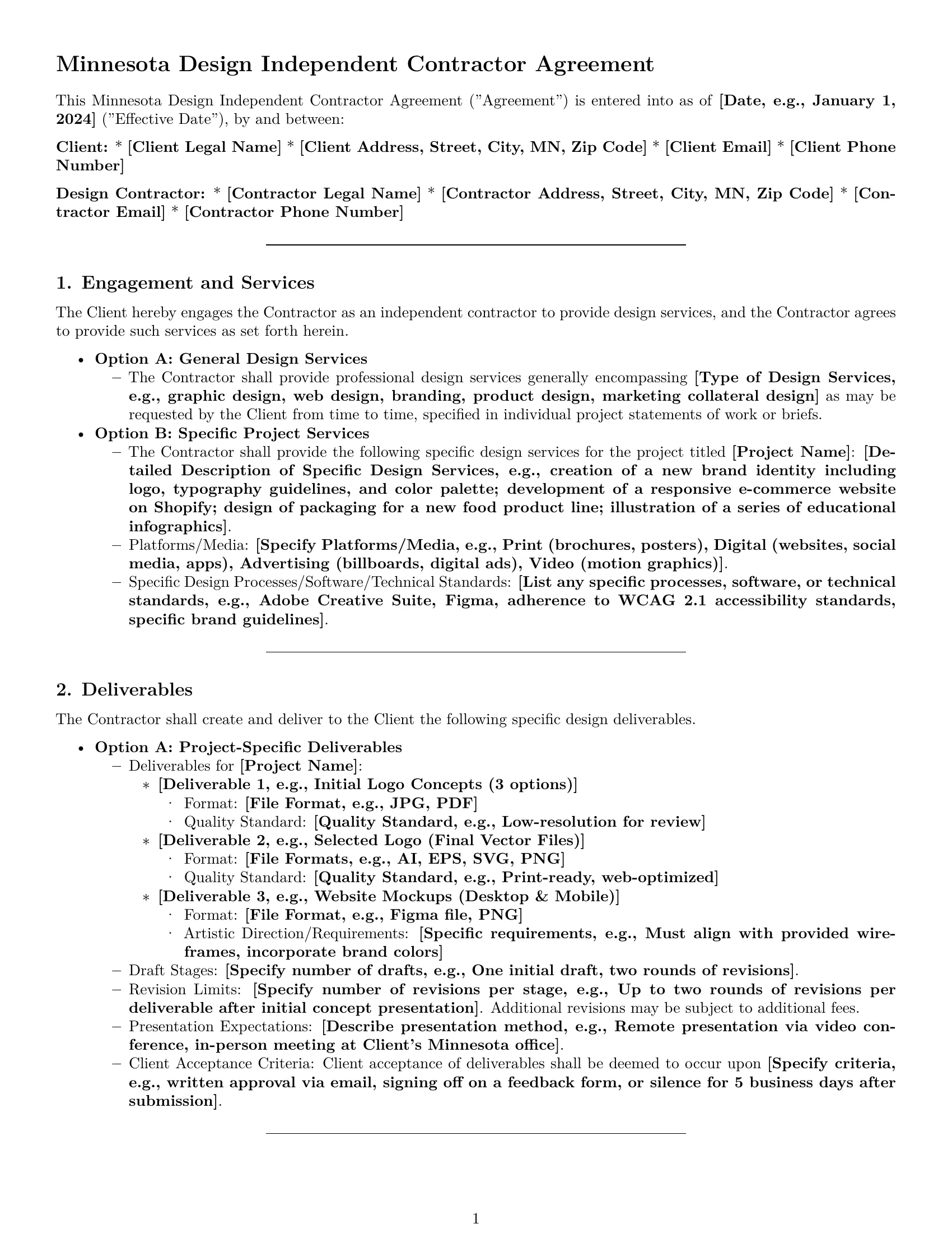 Preview page 1 of Pro Minnesota design independent contractor agreement template