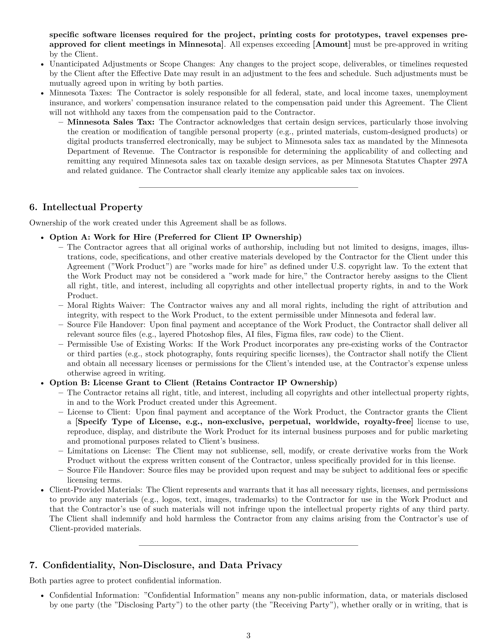 Preview page 3 of Pro Minnesota design independent contractor agreement template