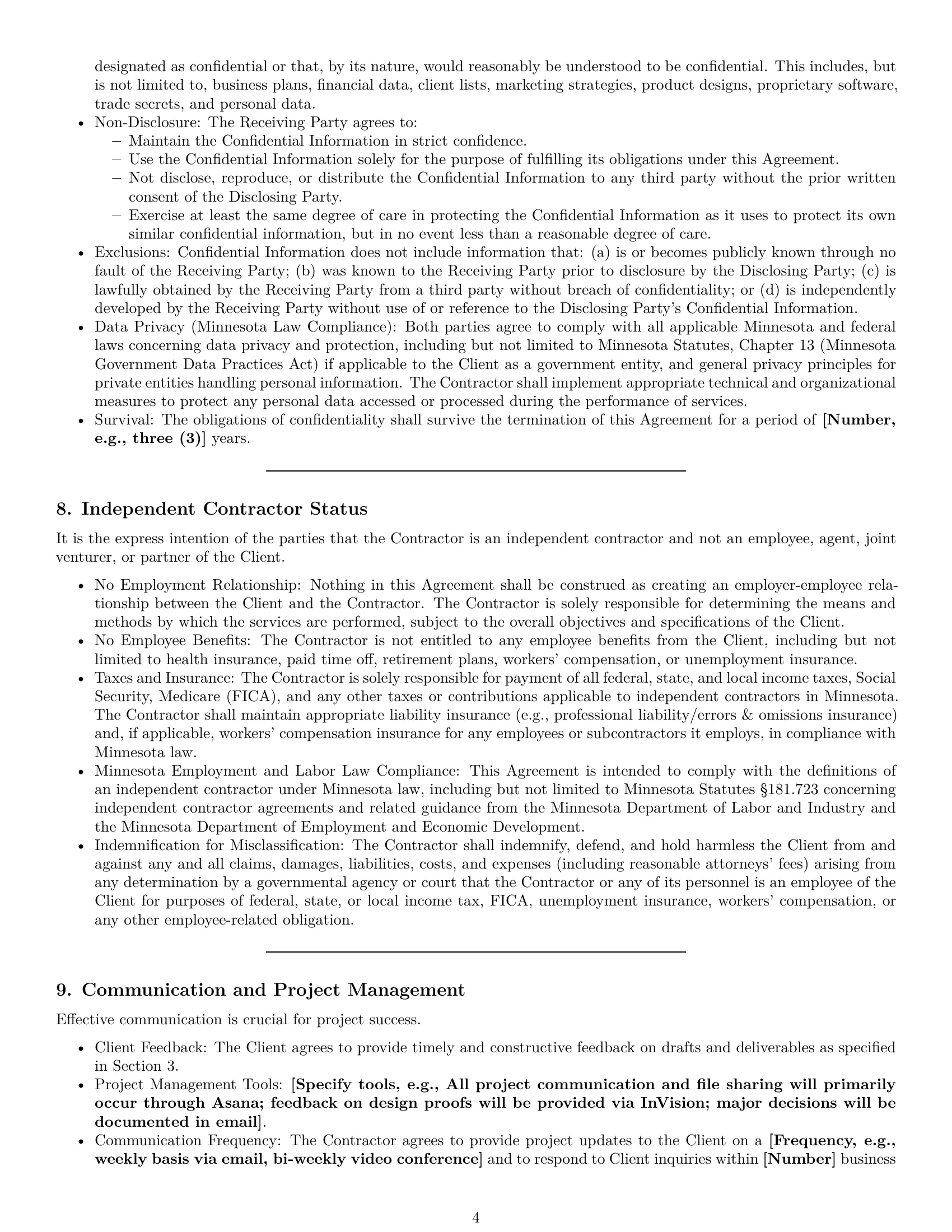 Preview page 4 of Pro Minnesota design independent contractor agreement template