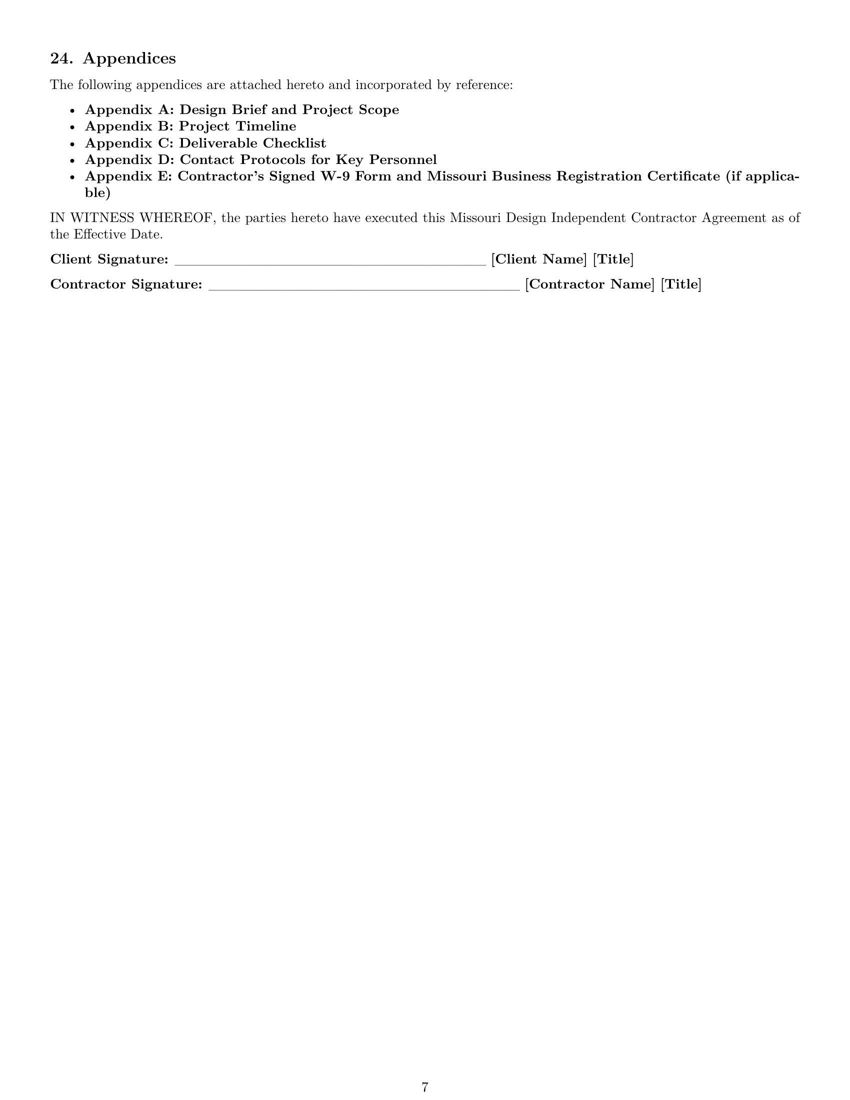 Preview page 7 of Pro Missouri design independent contractor agreement template