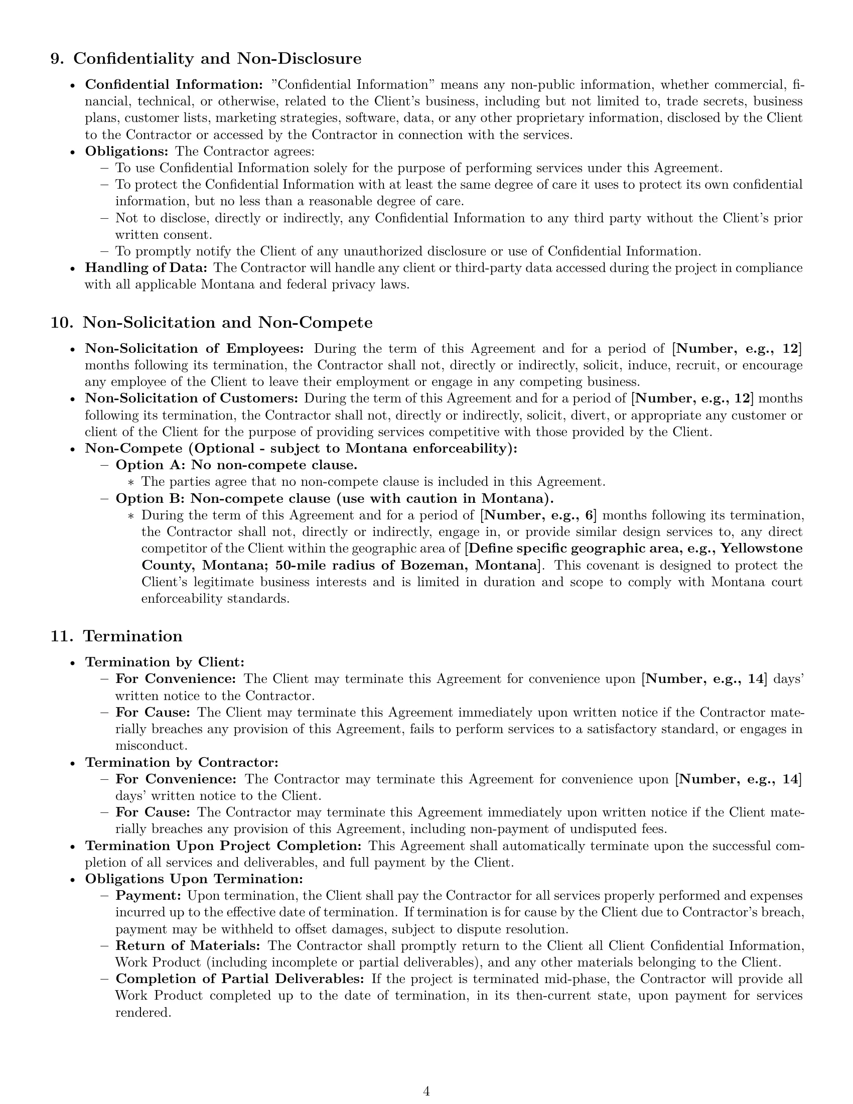 Preview page 4 of Pro Montana design independent contractor agreement template