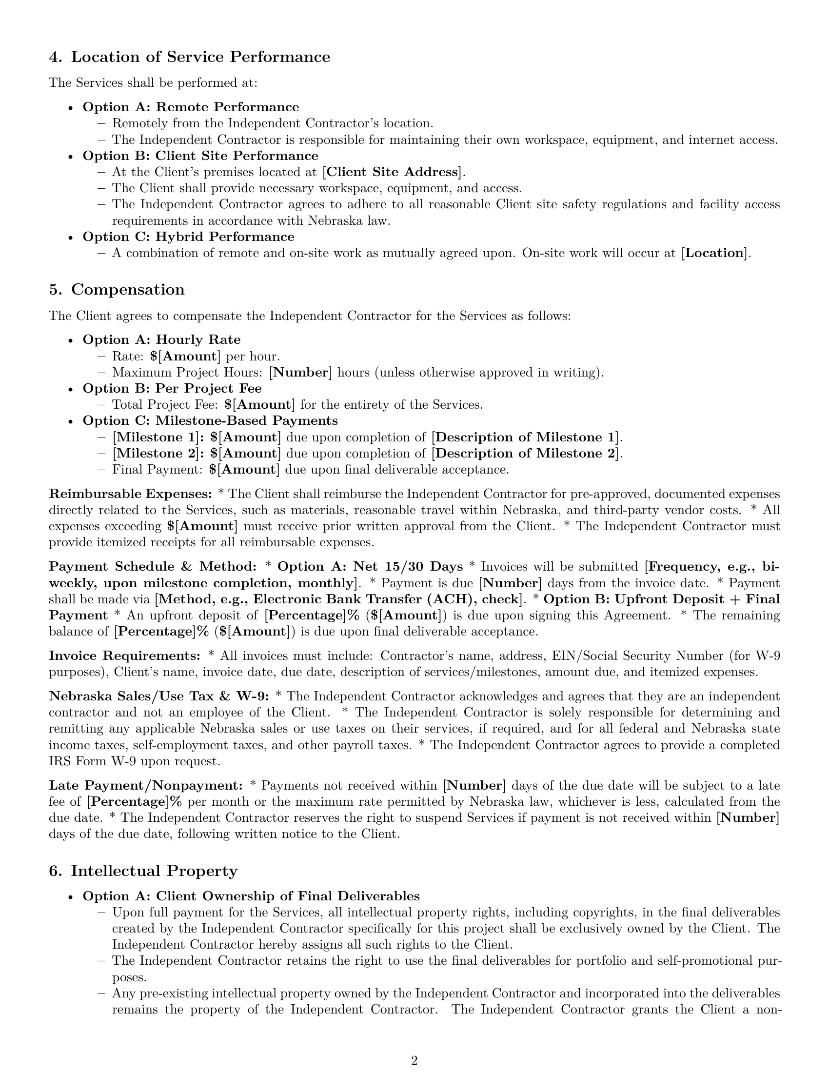 Preview page 2 of Pro Nebraska design independent contractor agreement template