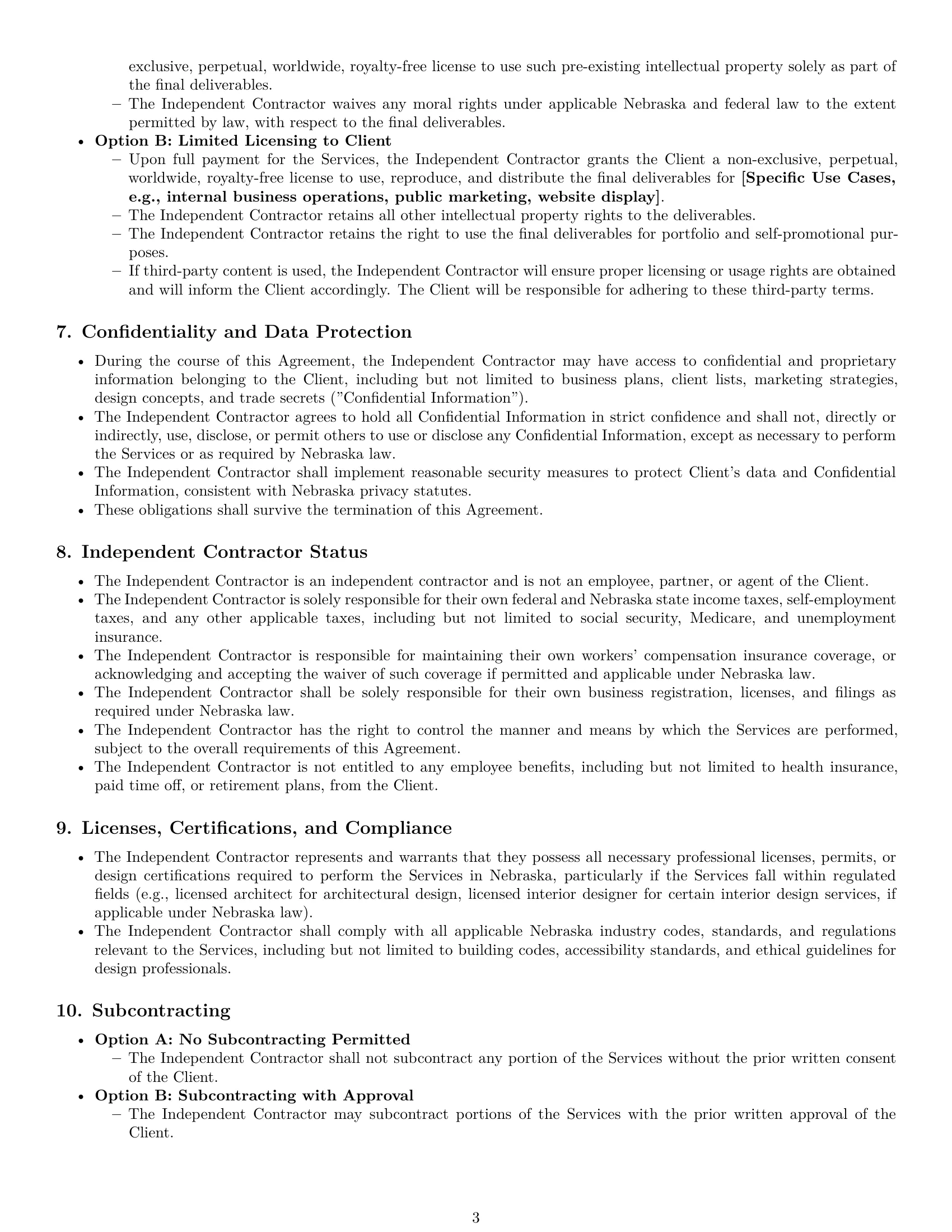 Preview page 3 of Pro Nebraska design independent contractor agreement template