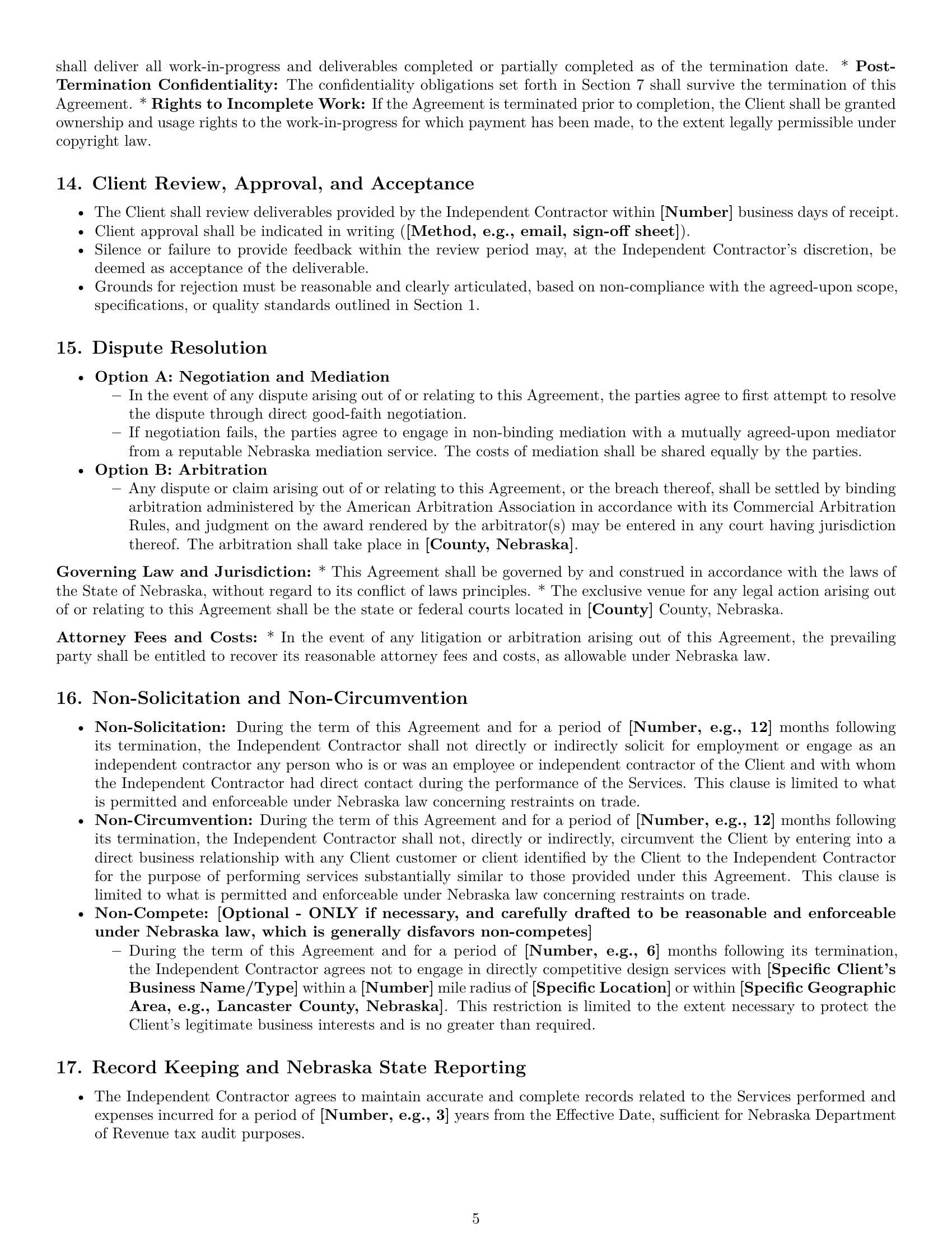 Preview page 5 of Pro Nebraska design independent contractor agreement template
