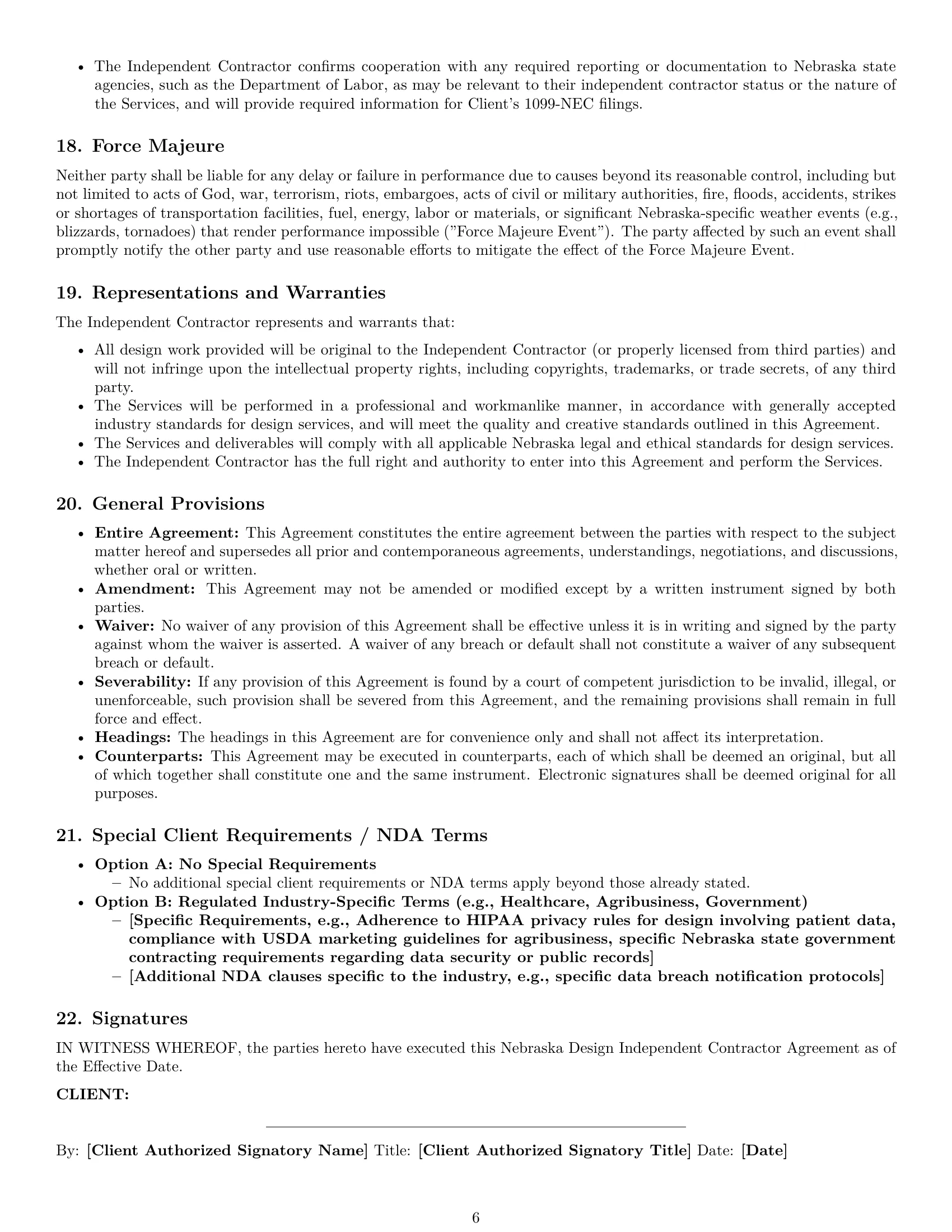 Preview page 6 of Pro Nebraska design independent contractor agreement template