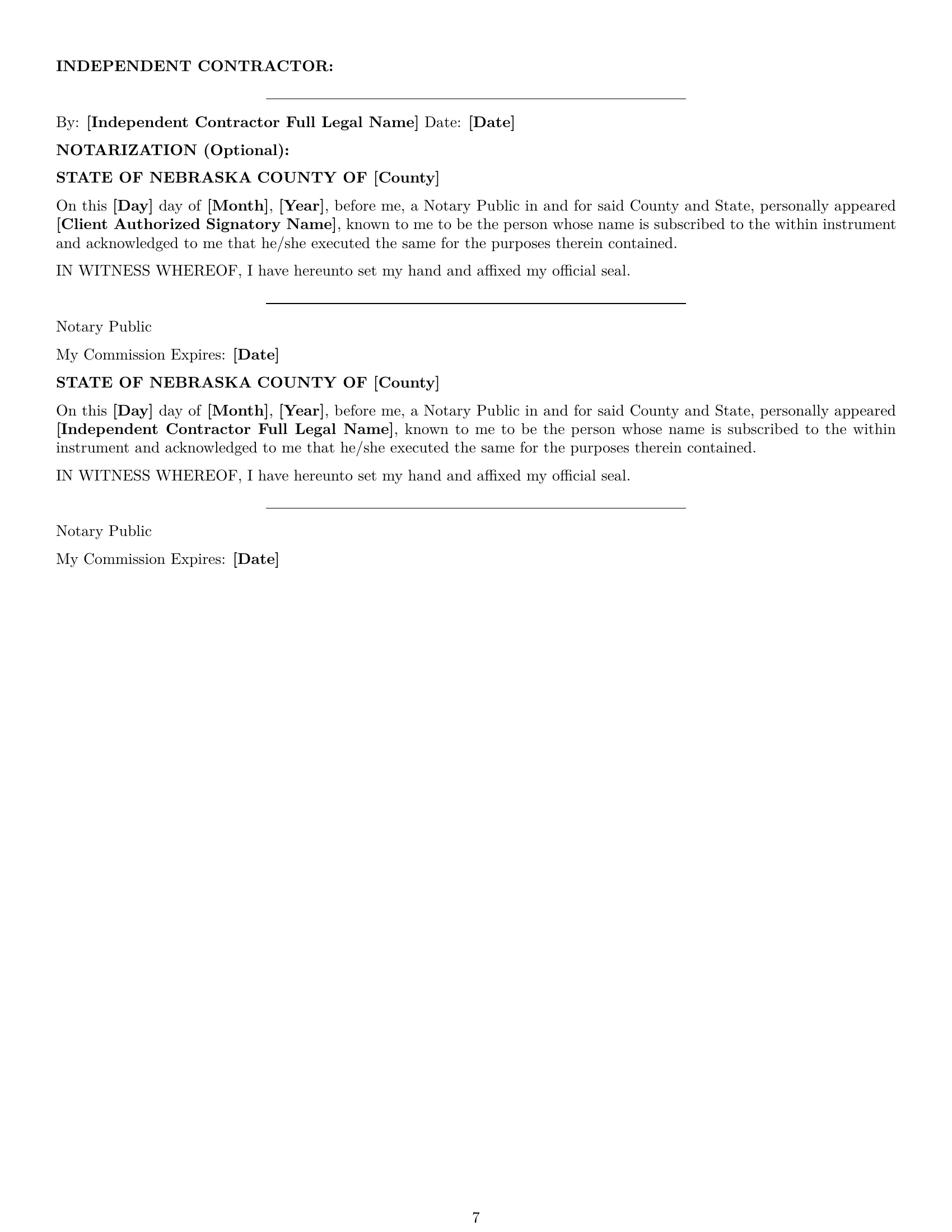 Preview page 7 of Pro Nebraska design independent contractor agreement template