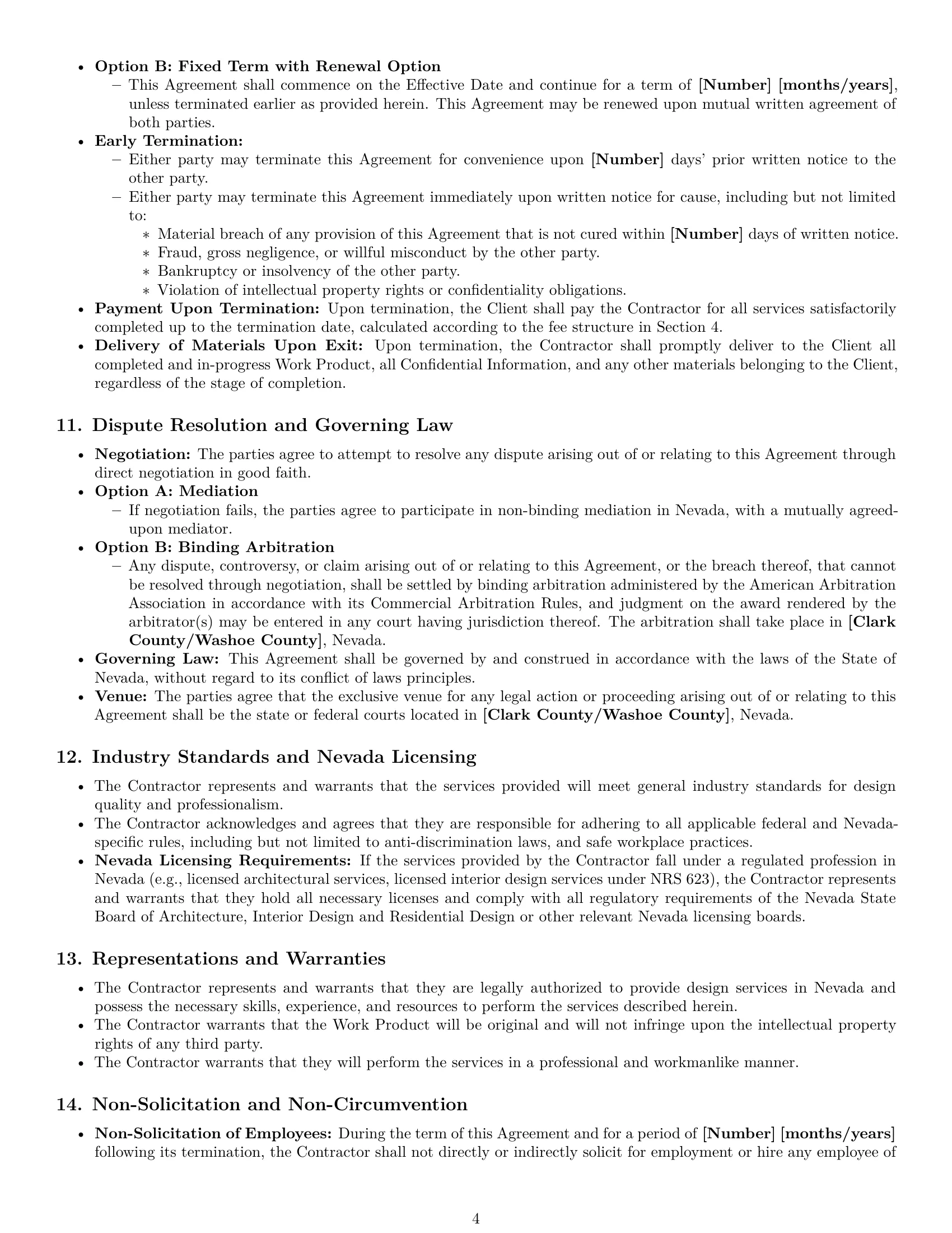 Preview page 4 of Pro Nevada design independent contractor agreement template