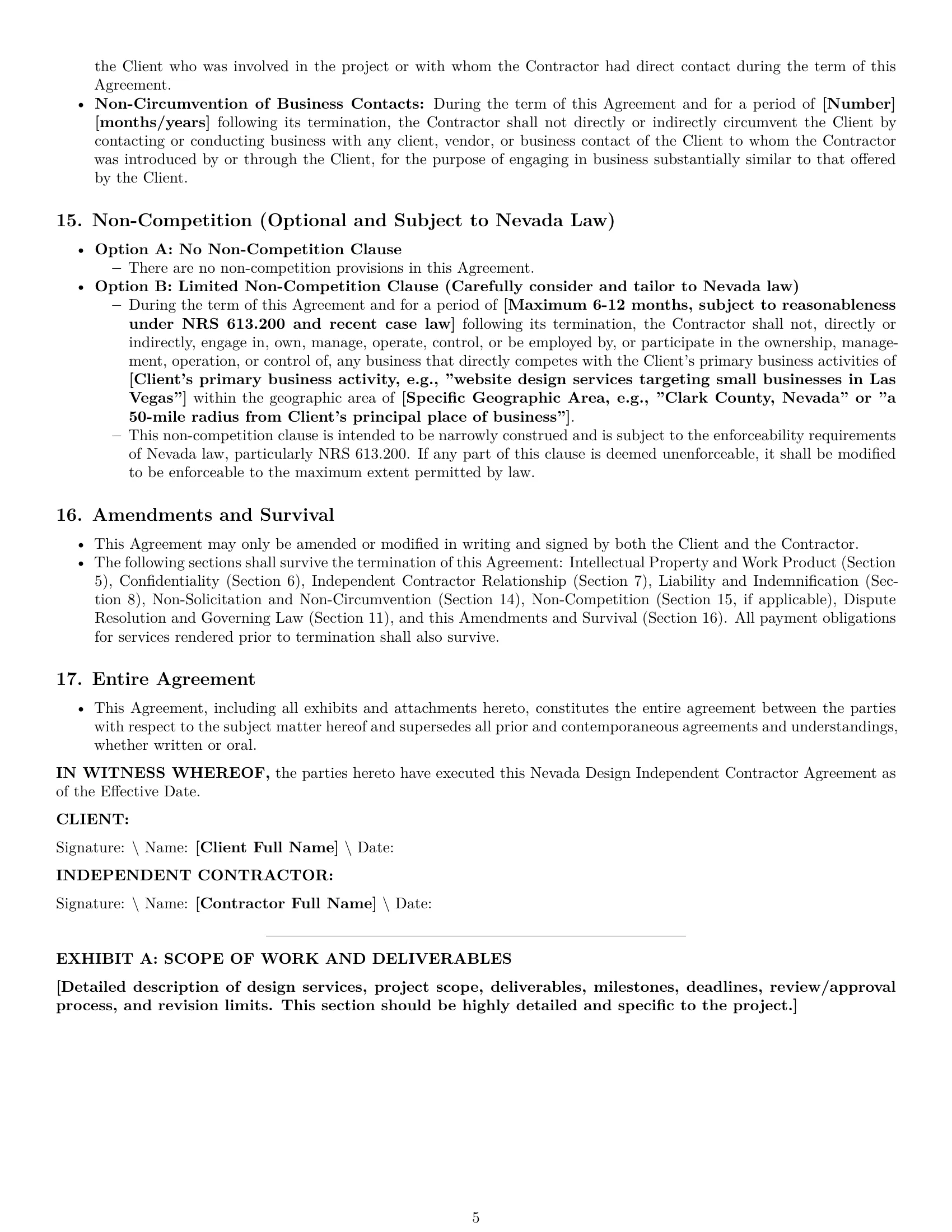 Preview page 5 of Pro Nevada design independent contractor agreement template
