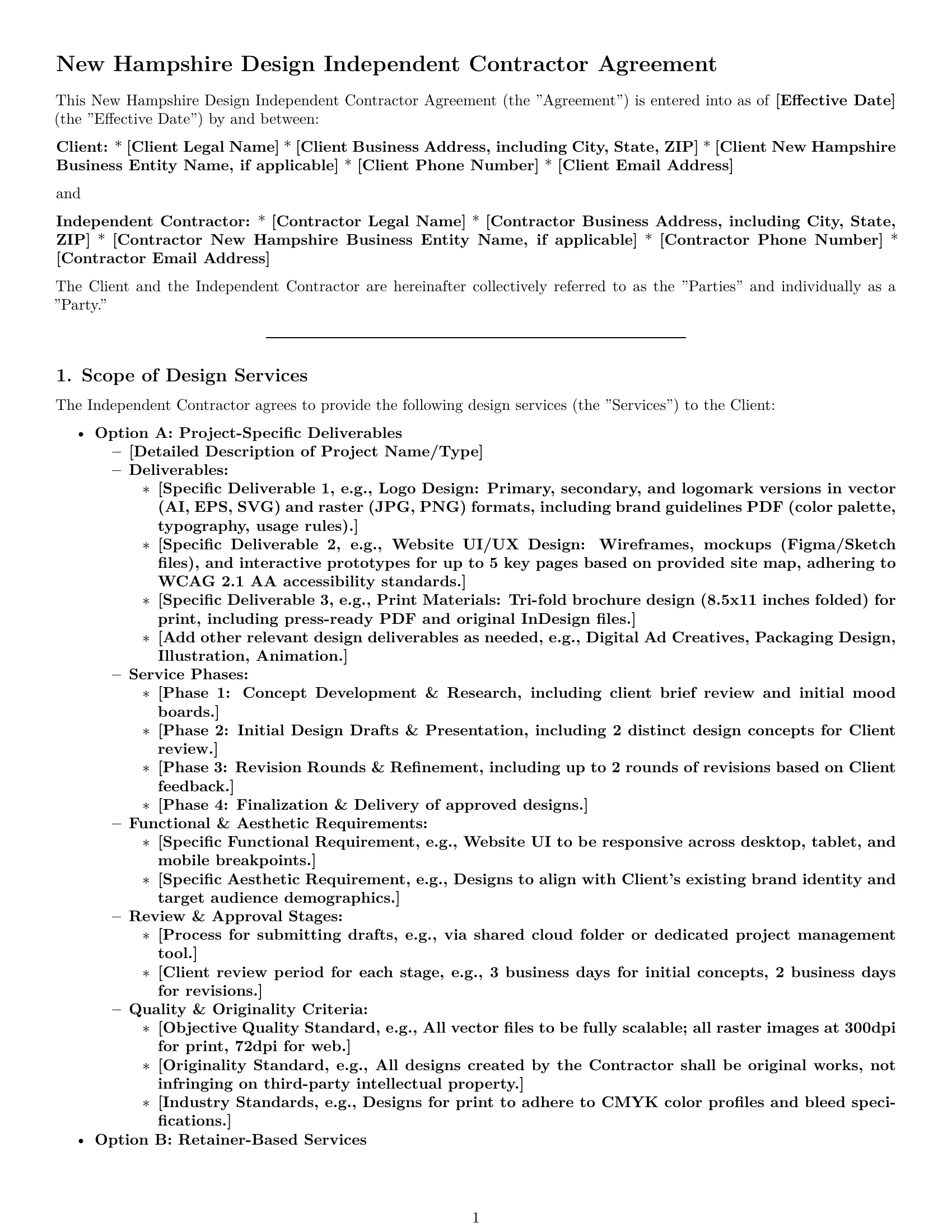 Preview page 1 of Pro New Hampshire design independent contractor agreement template