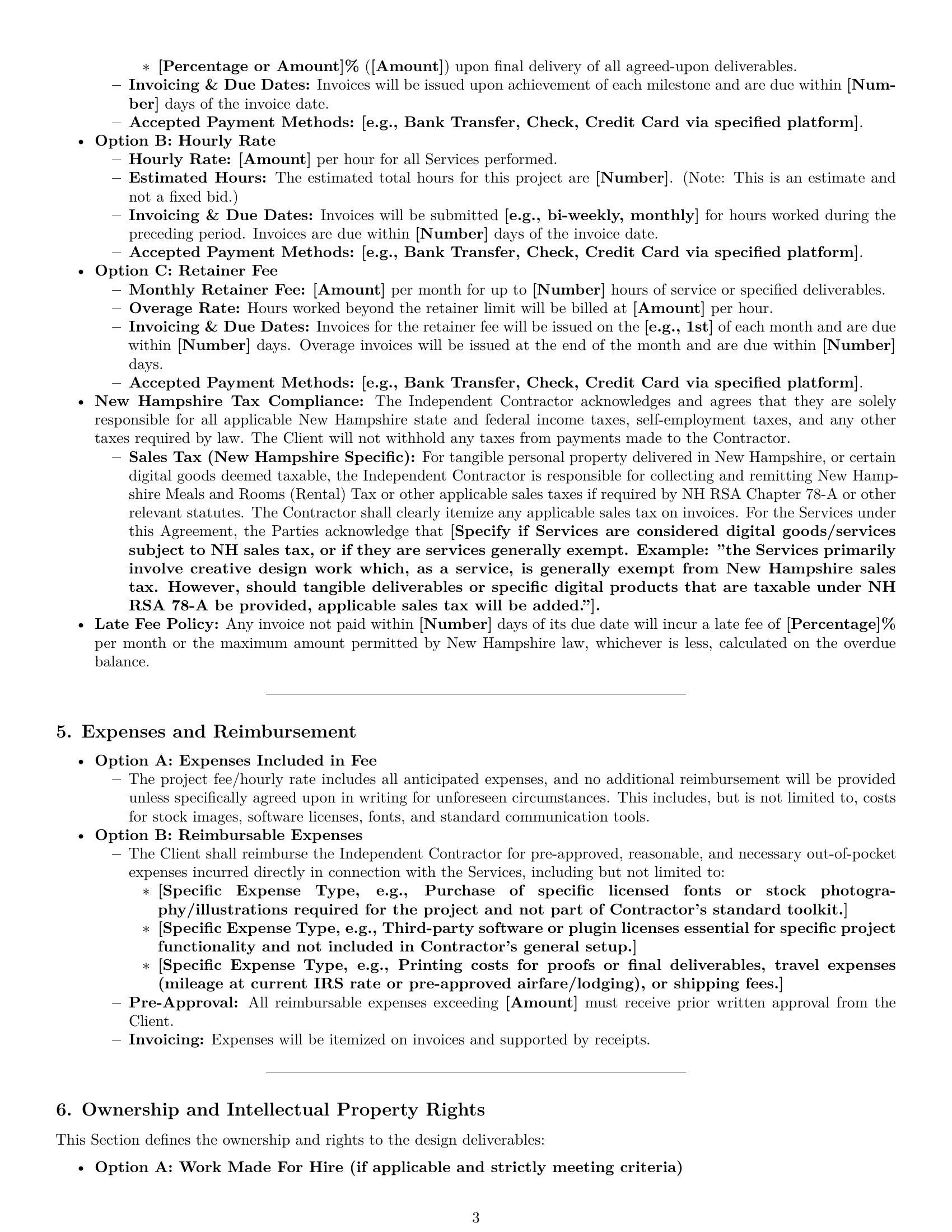 Preview page 3 of Pro New Hampshire design independent contractor agreement template