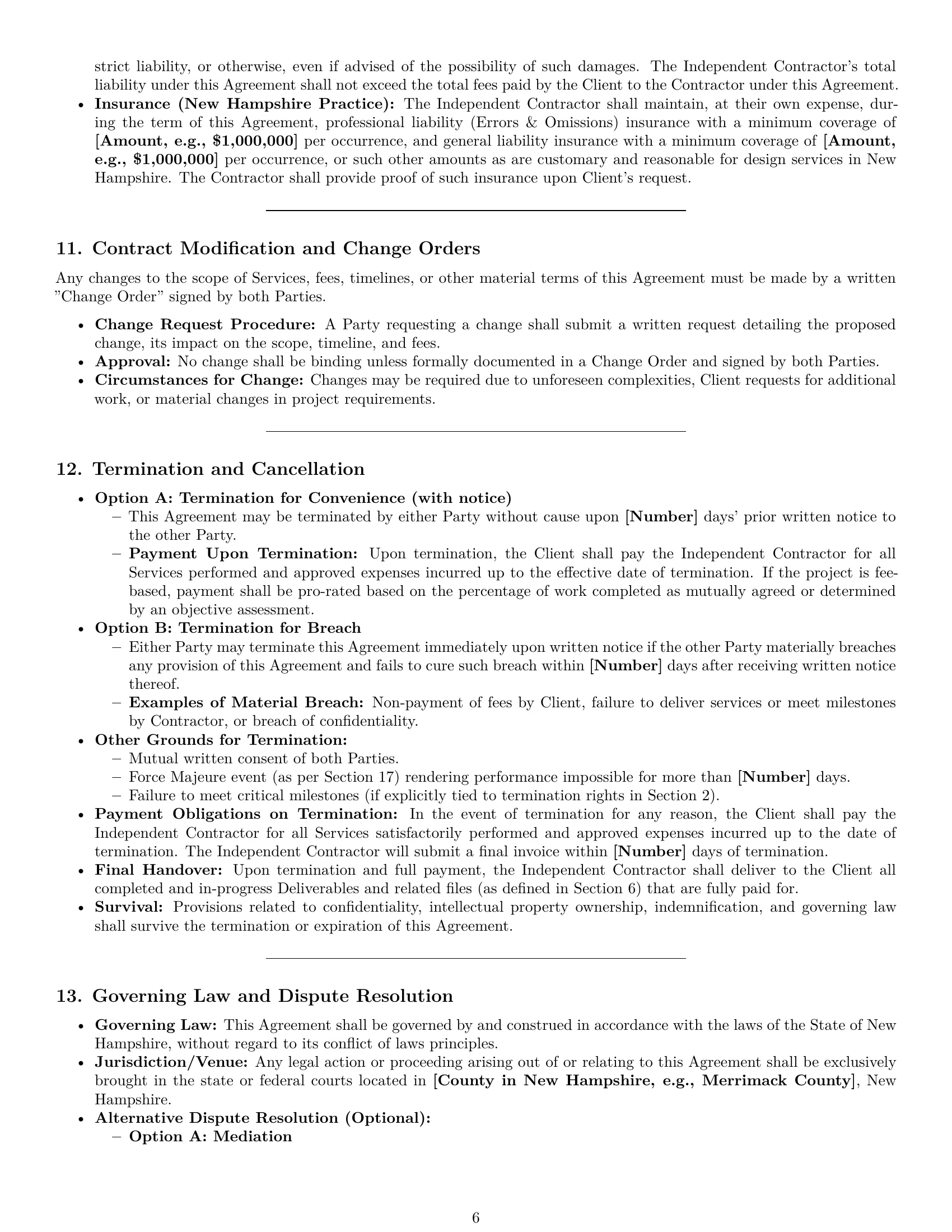 Preview page 6 of Pro New Hampshire design independent contractor agreement template