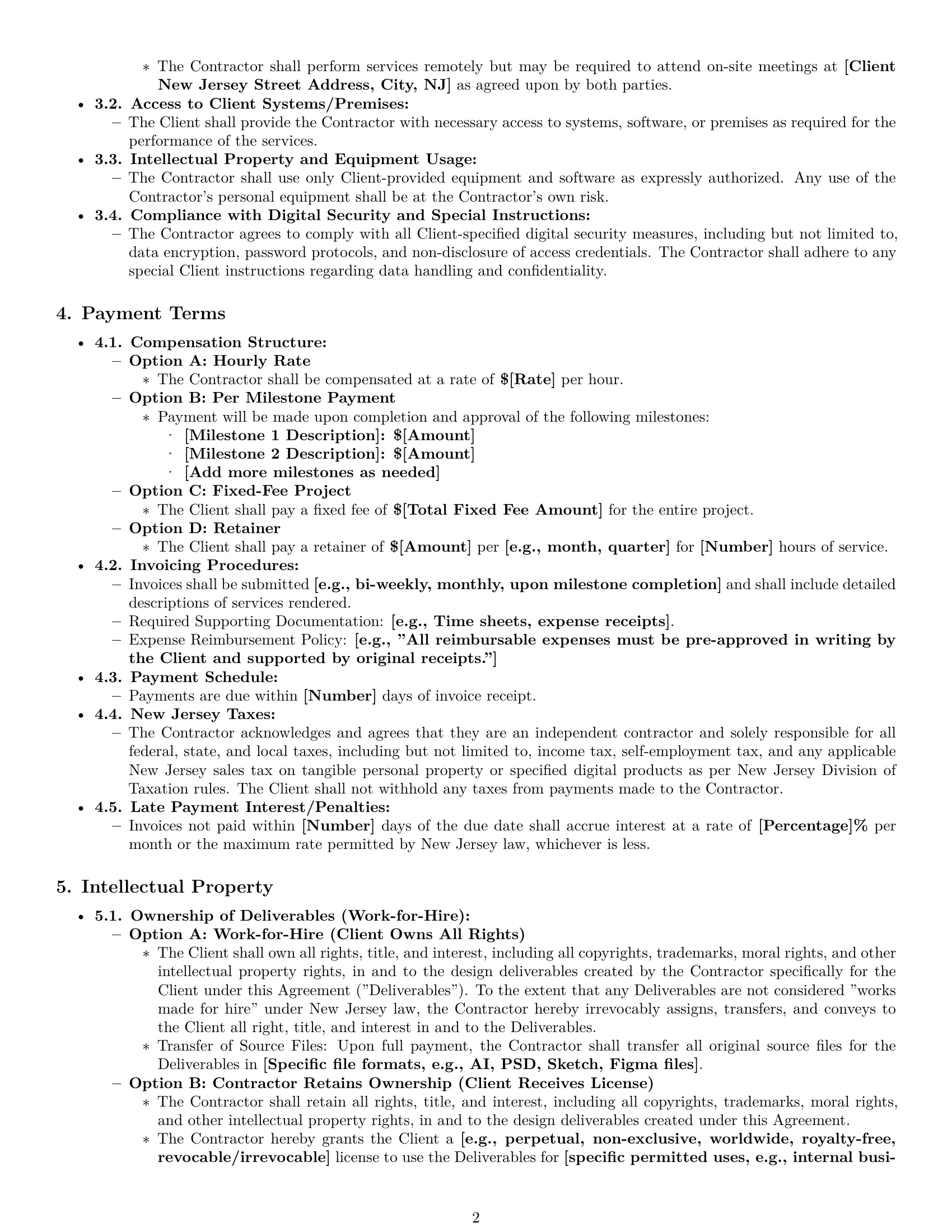 Preview page 2 of Pro New Jersey design independent contractor agreement template