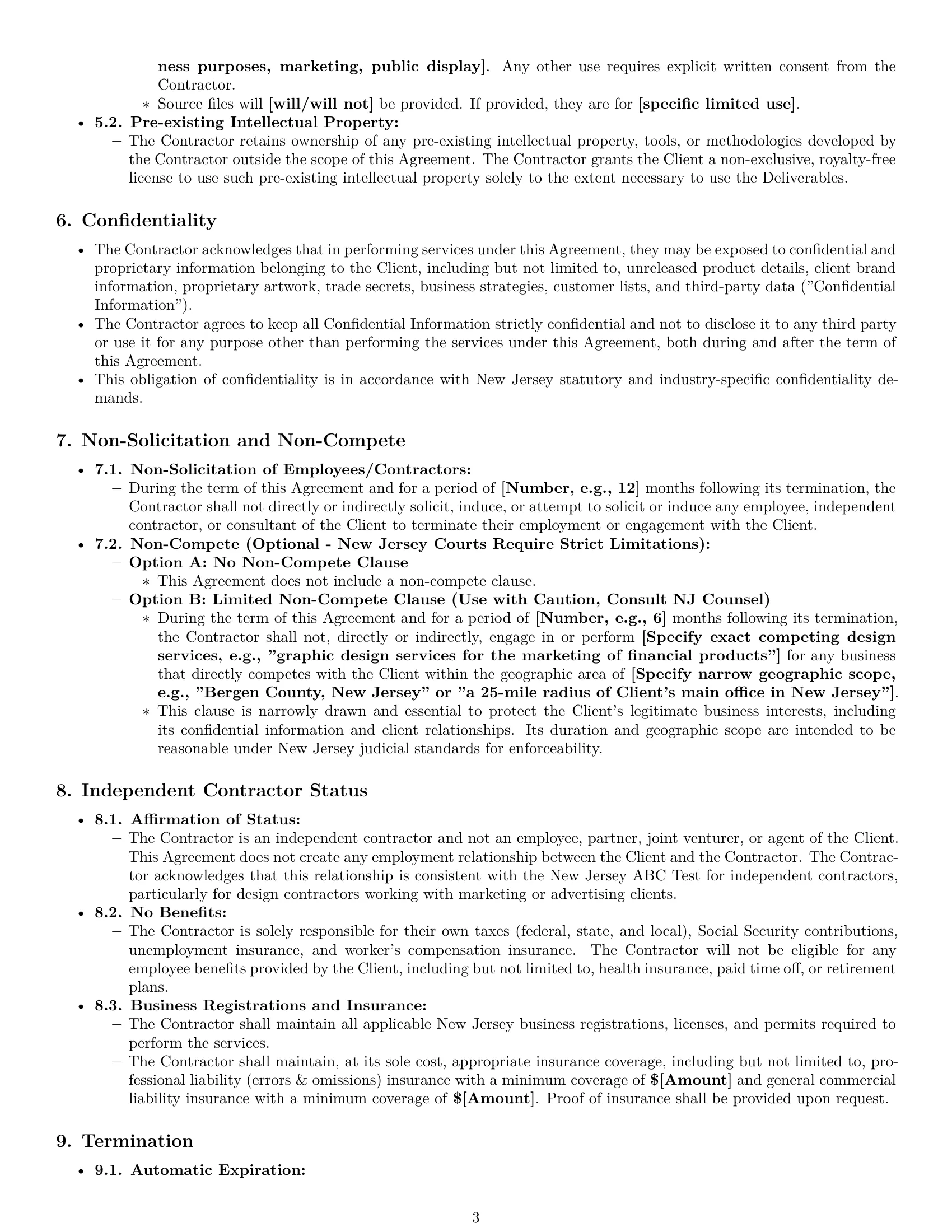 Preview page 3 of Pro New Jersey design independent contractor agreement template