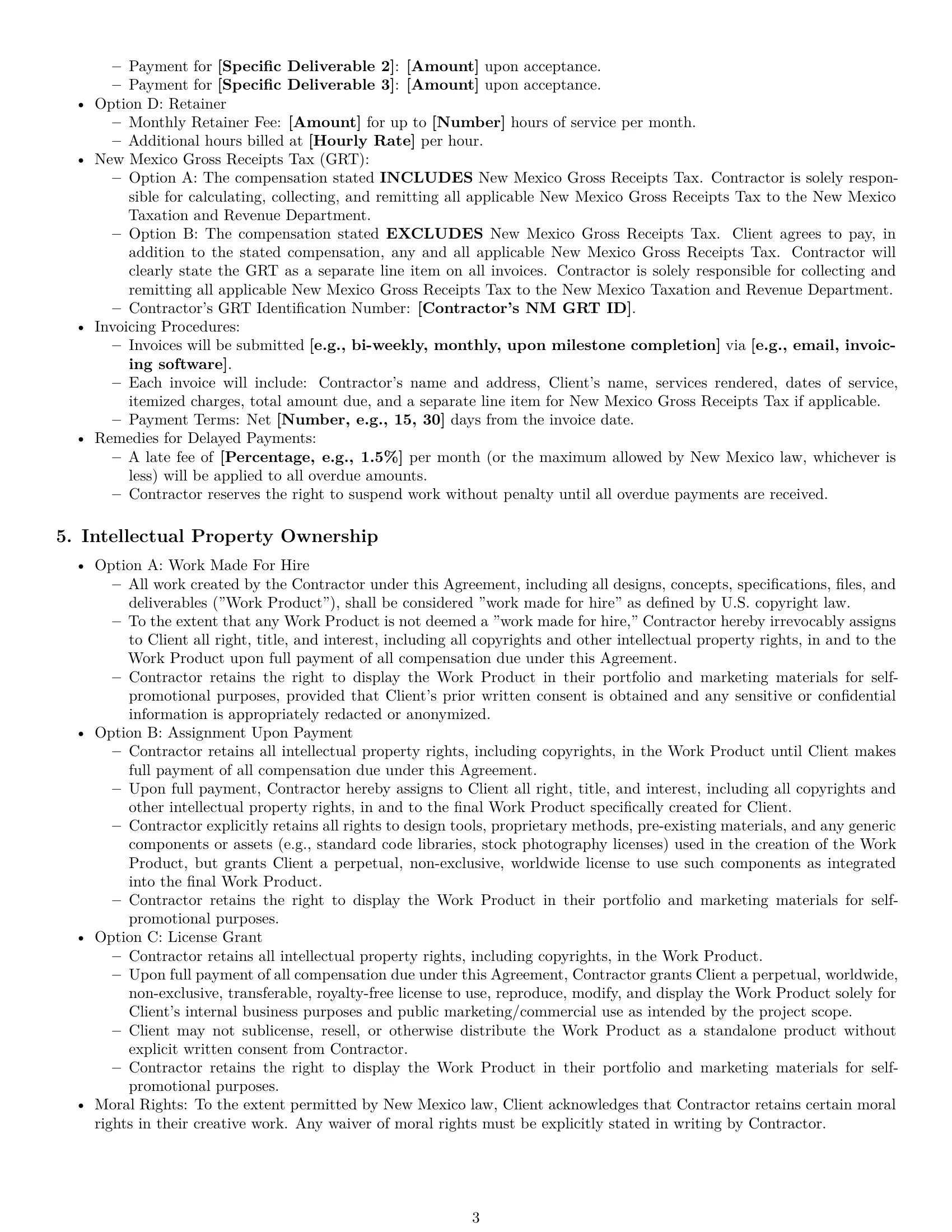 Preview page 3 of Pro New Mexico design independent contractor agreement template