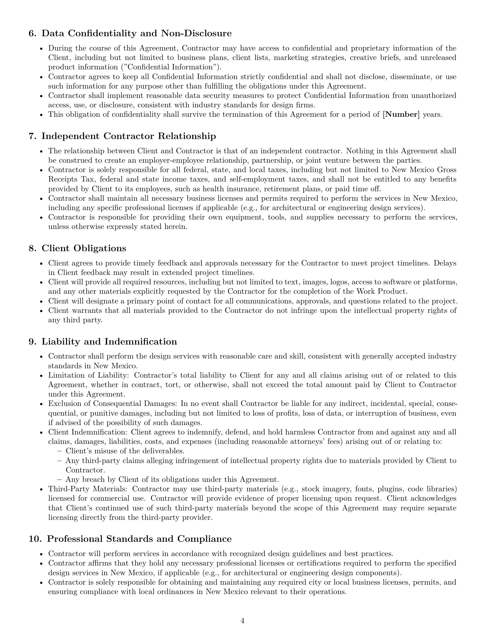 Preview page 4 of Pro New Mexico design independent contractor agreement template