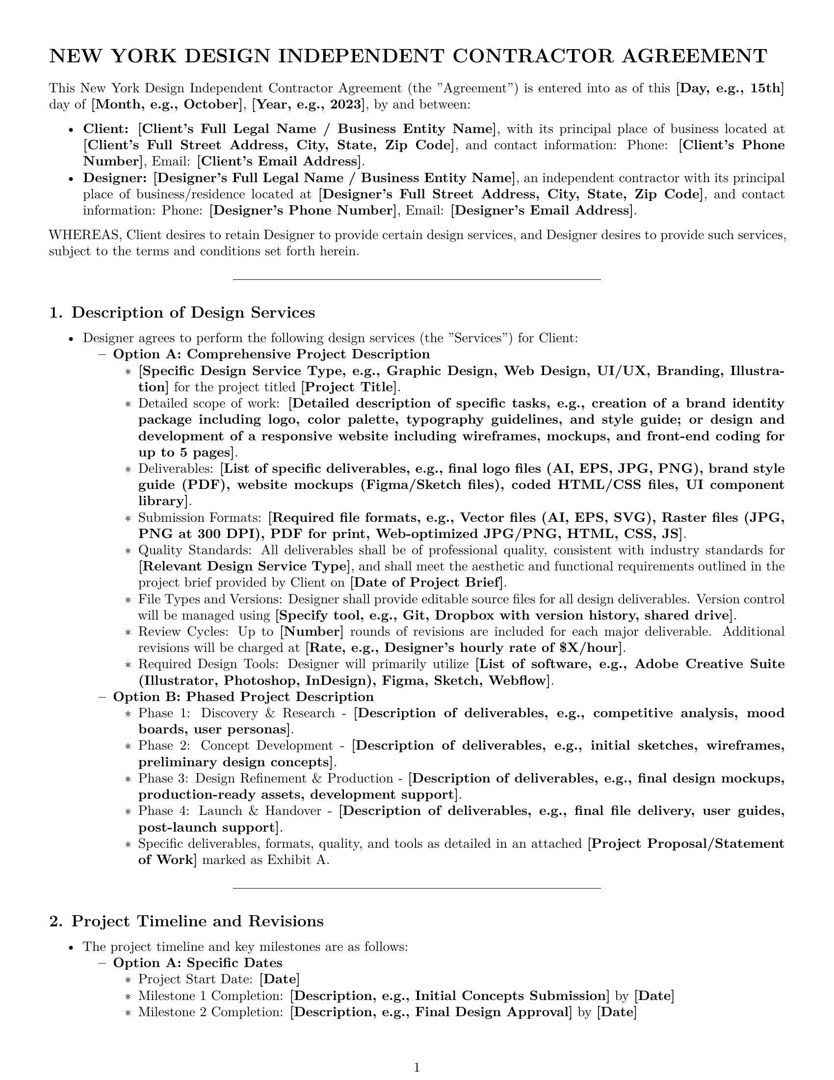 Preview page 1 of Pro New York design independent contractor agreement template
