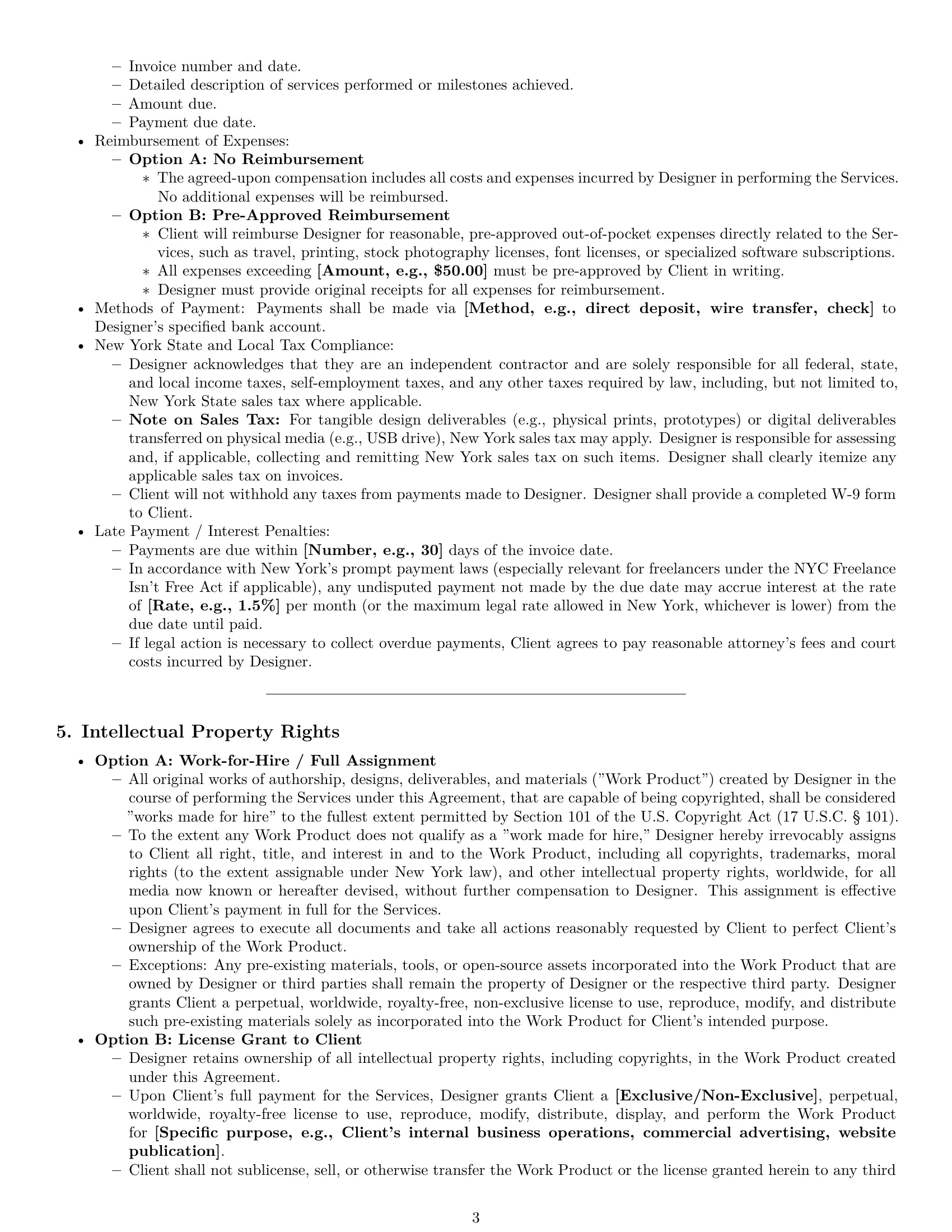 Preview page 3 of Pro New York design independent contractor agreement template