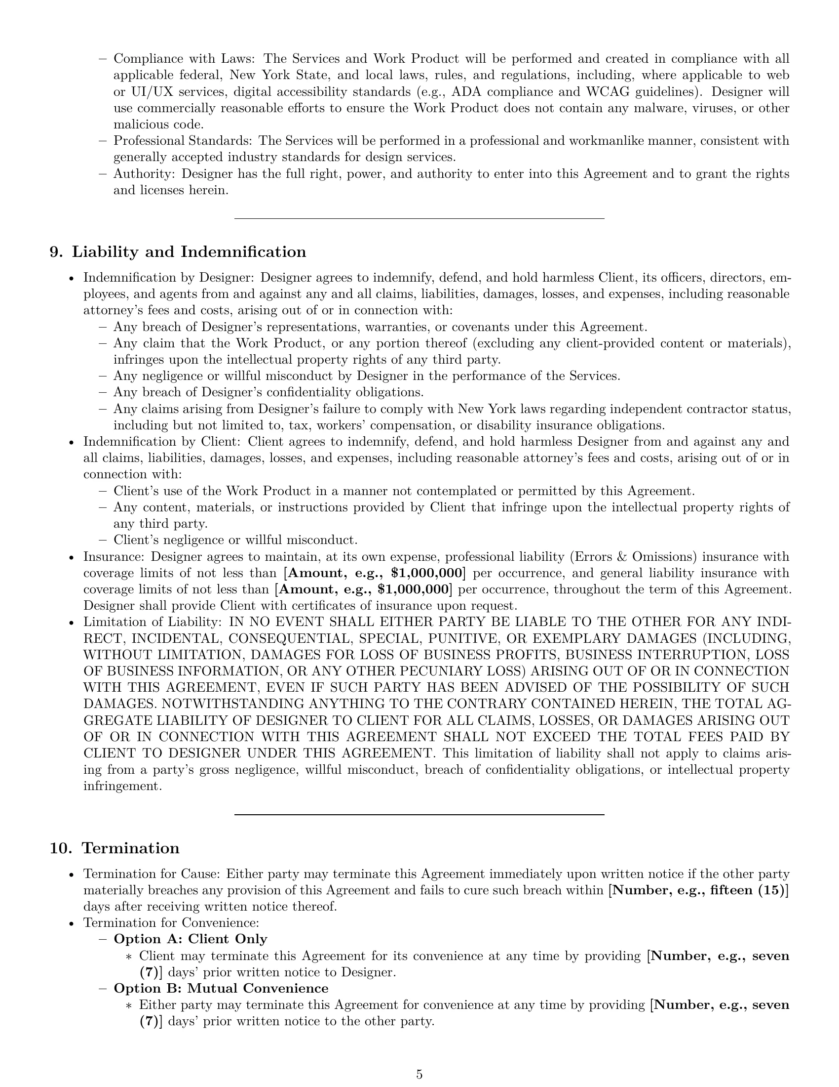 Preview page 5 of Pro New York design independent contractor agreement template