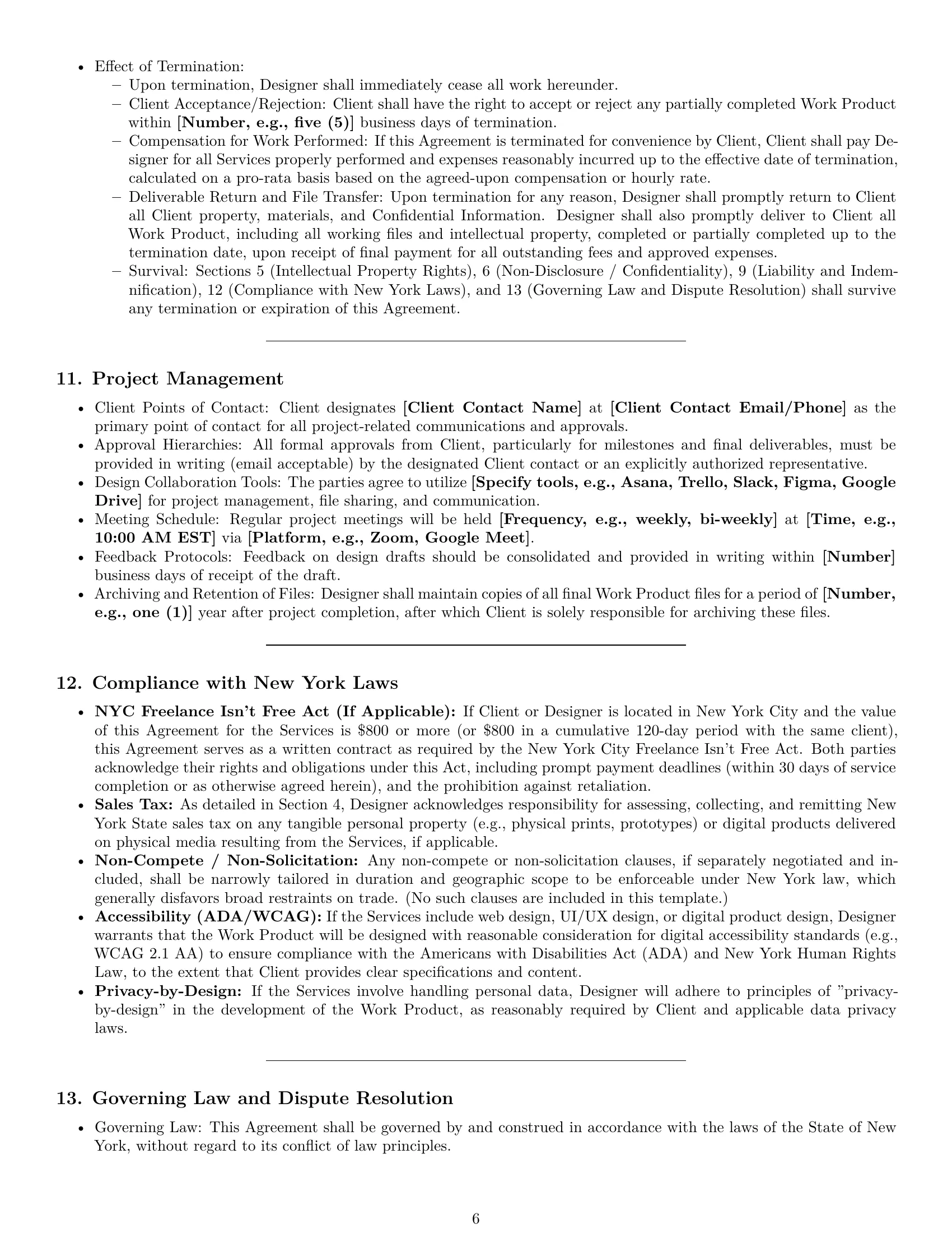 Preview page 6 of Pro New York design independent contractor agreement template