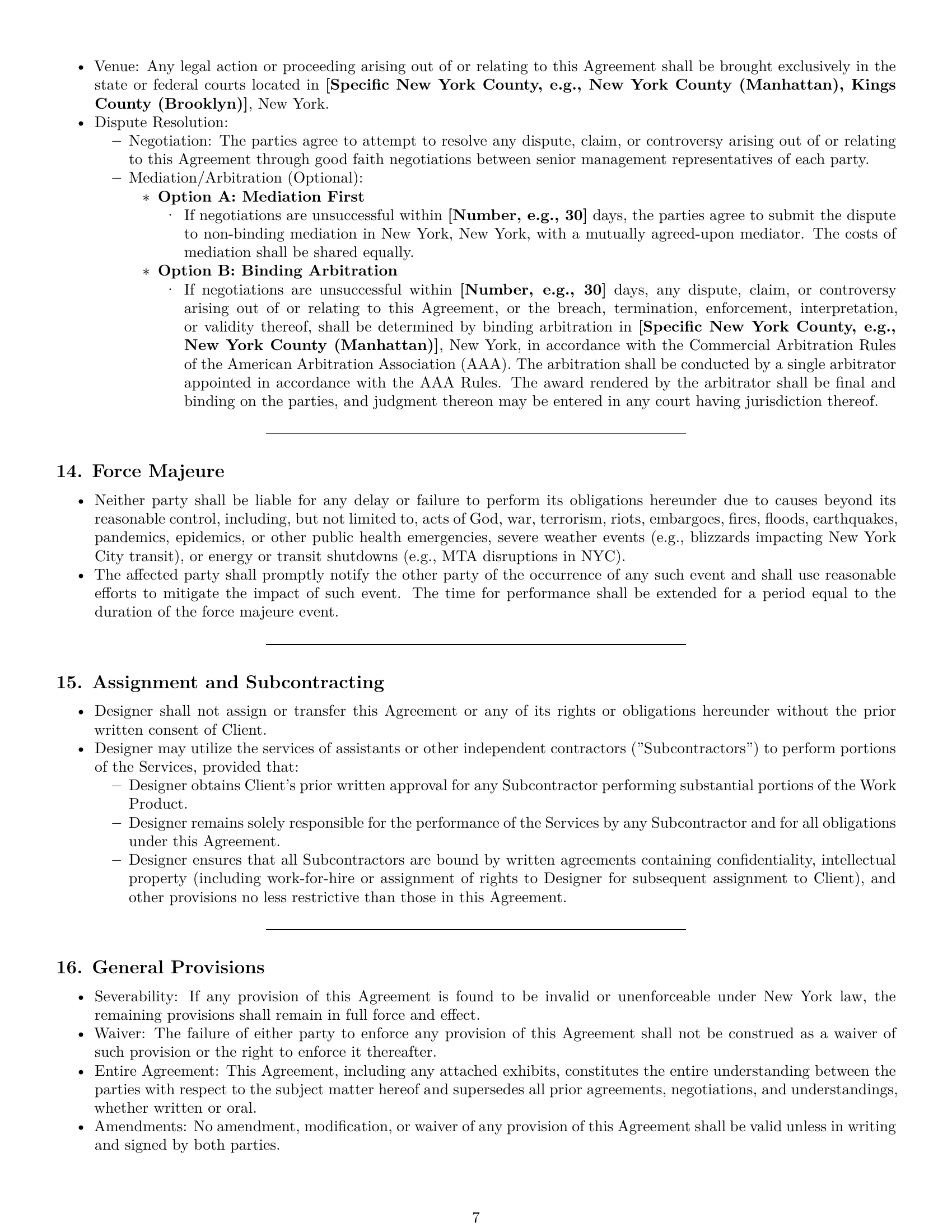 Preview page 7 of Pro New York design independent contractor agreement template
