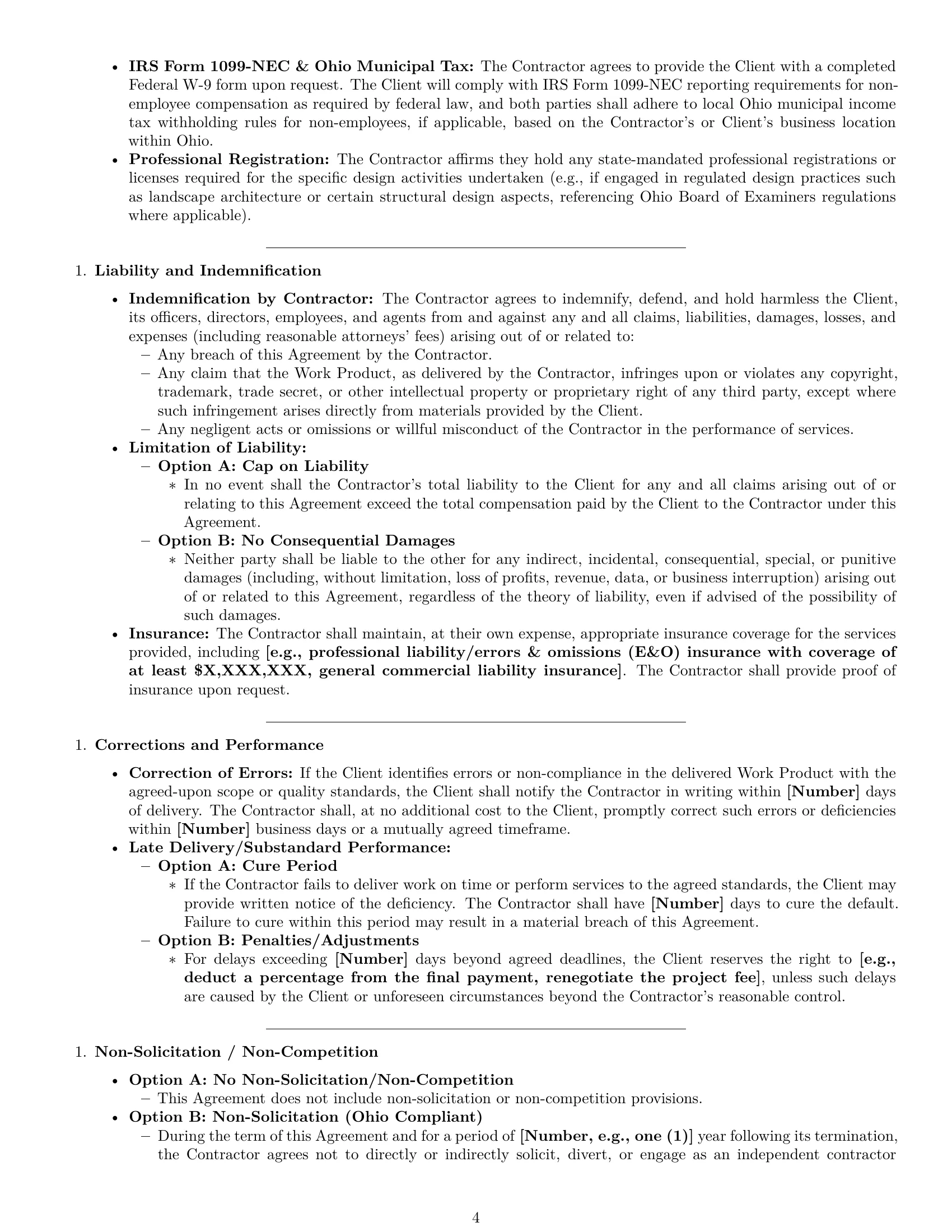 Preview page 4 of Pro Ohio design independent contractor agreement template