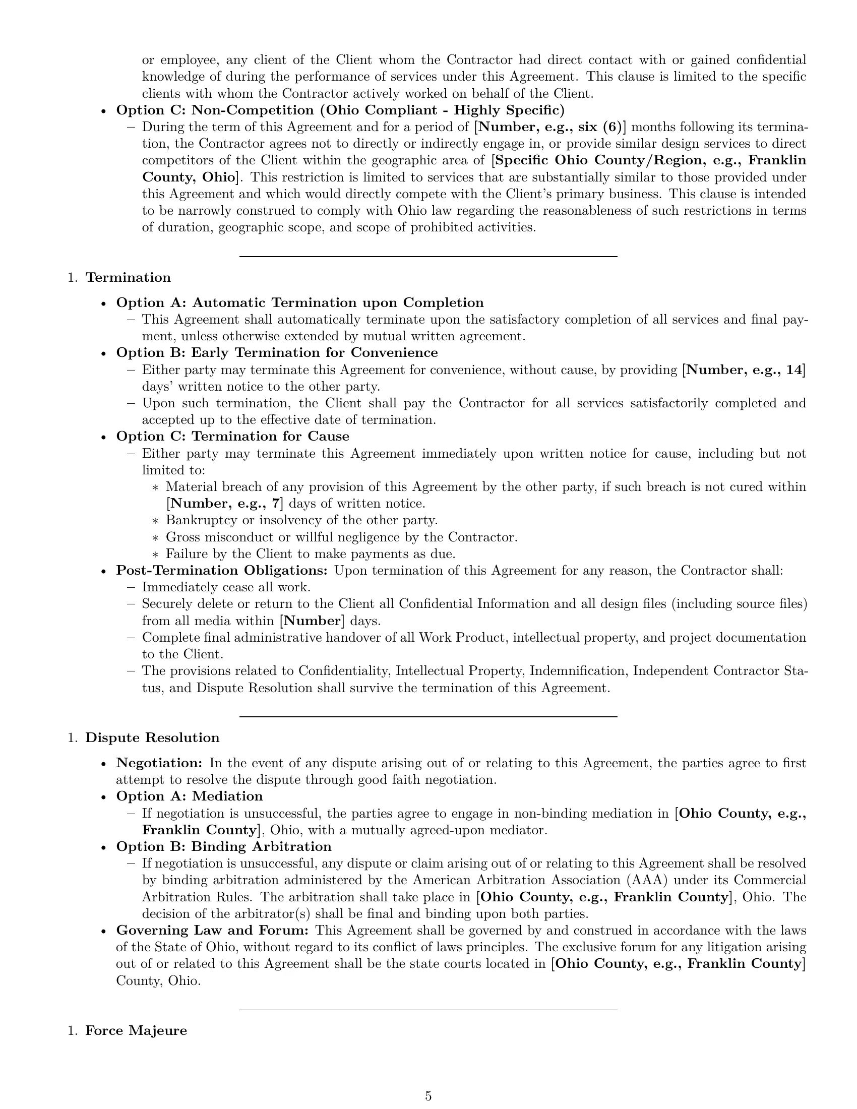 Preview page 5 of Pro Ohio design independent contractor agreement template
