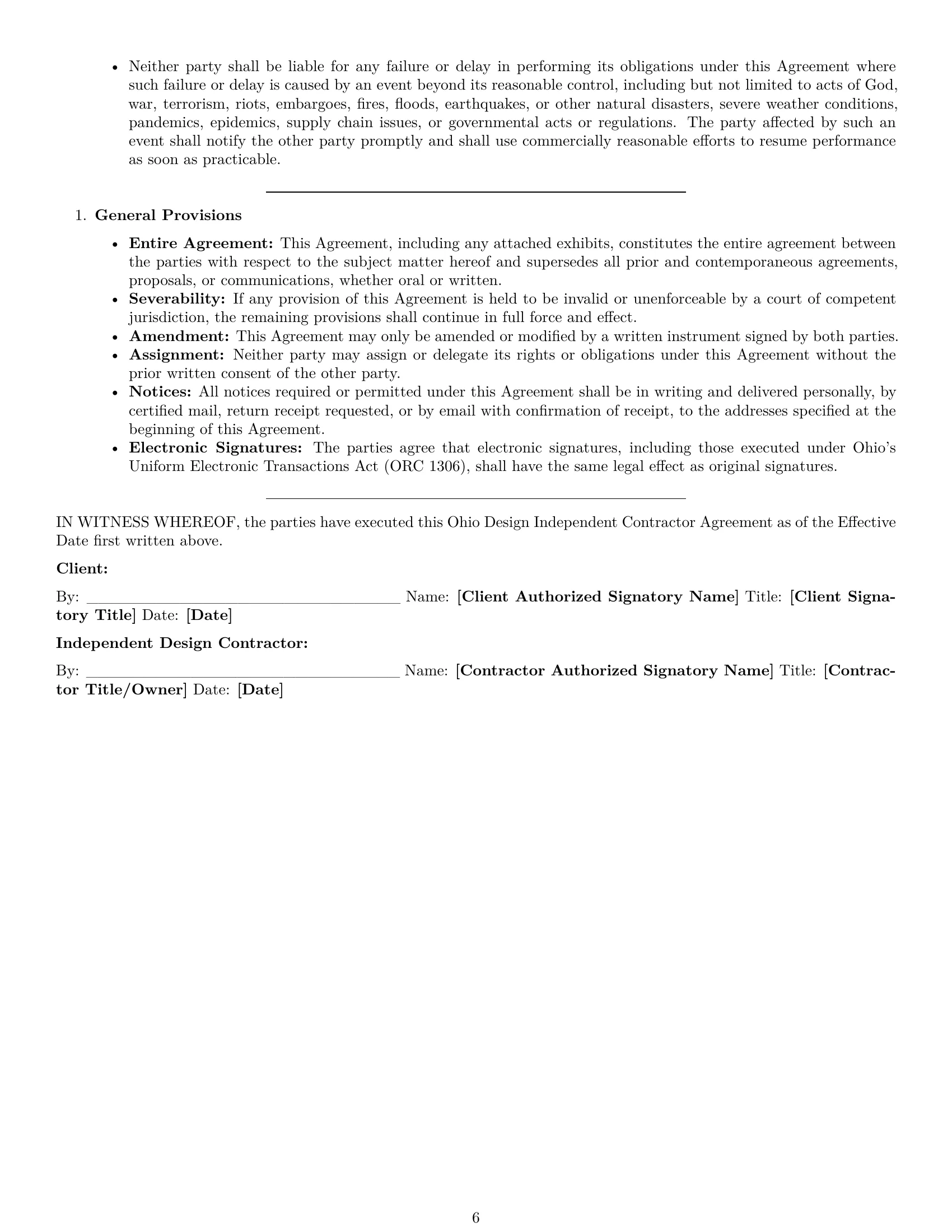 Preview page 6 of Pro Ohio design independent contractor agreement template