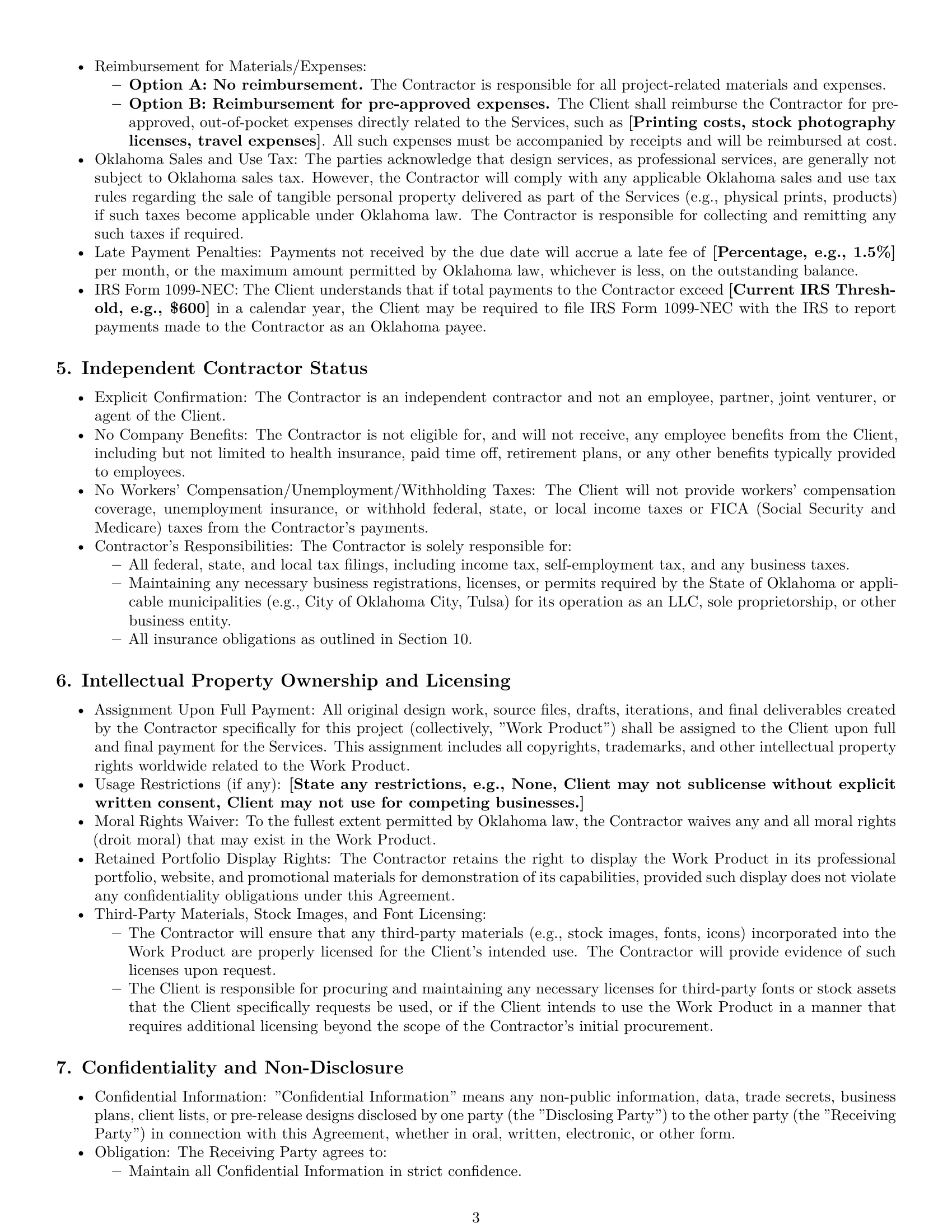 Preview page 3 of Pro Oklahoma design independent contractor agreement template