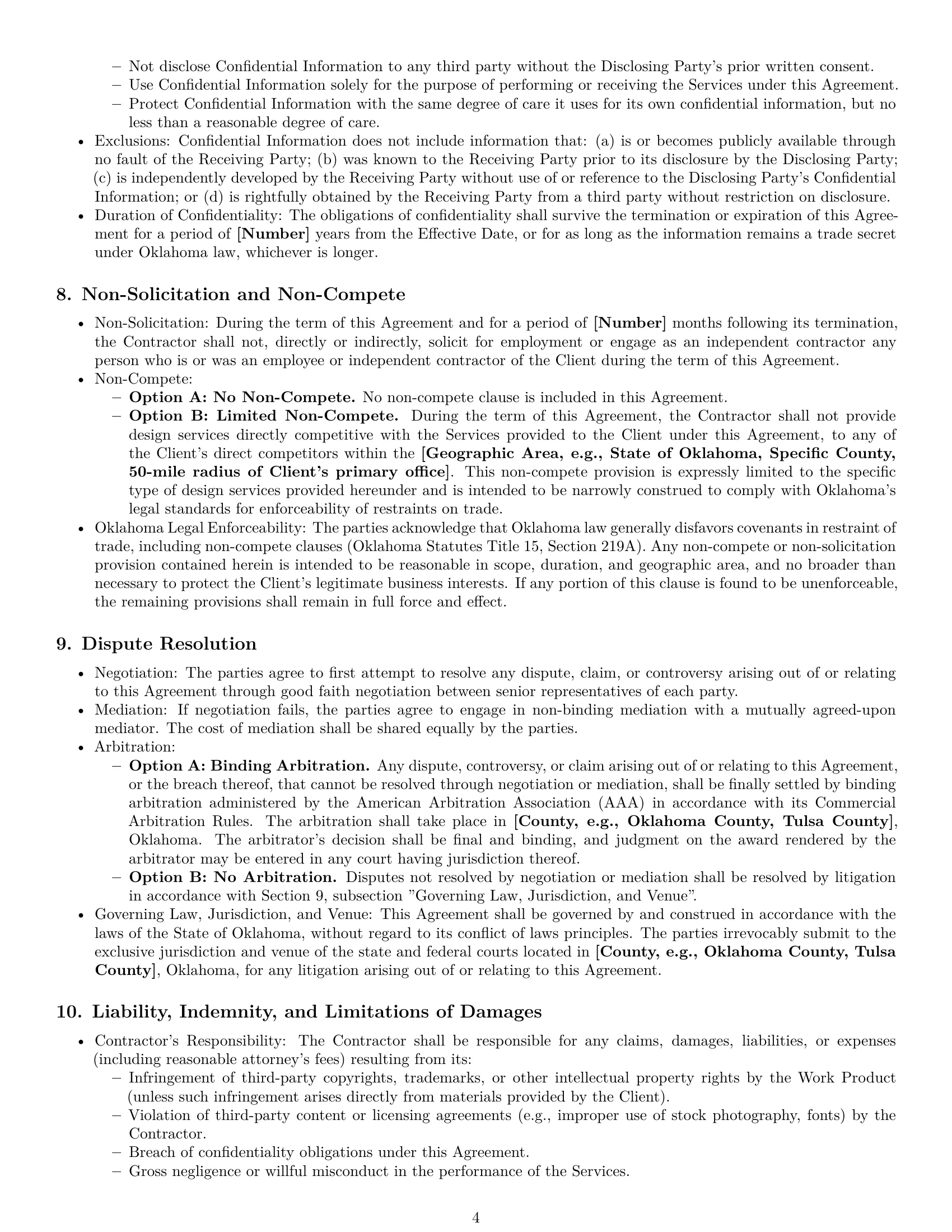 Preview page 4 of Pro Oklahoma design independent contractor agreement template