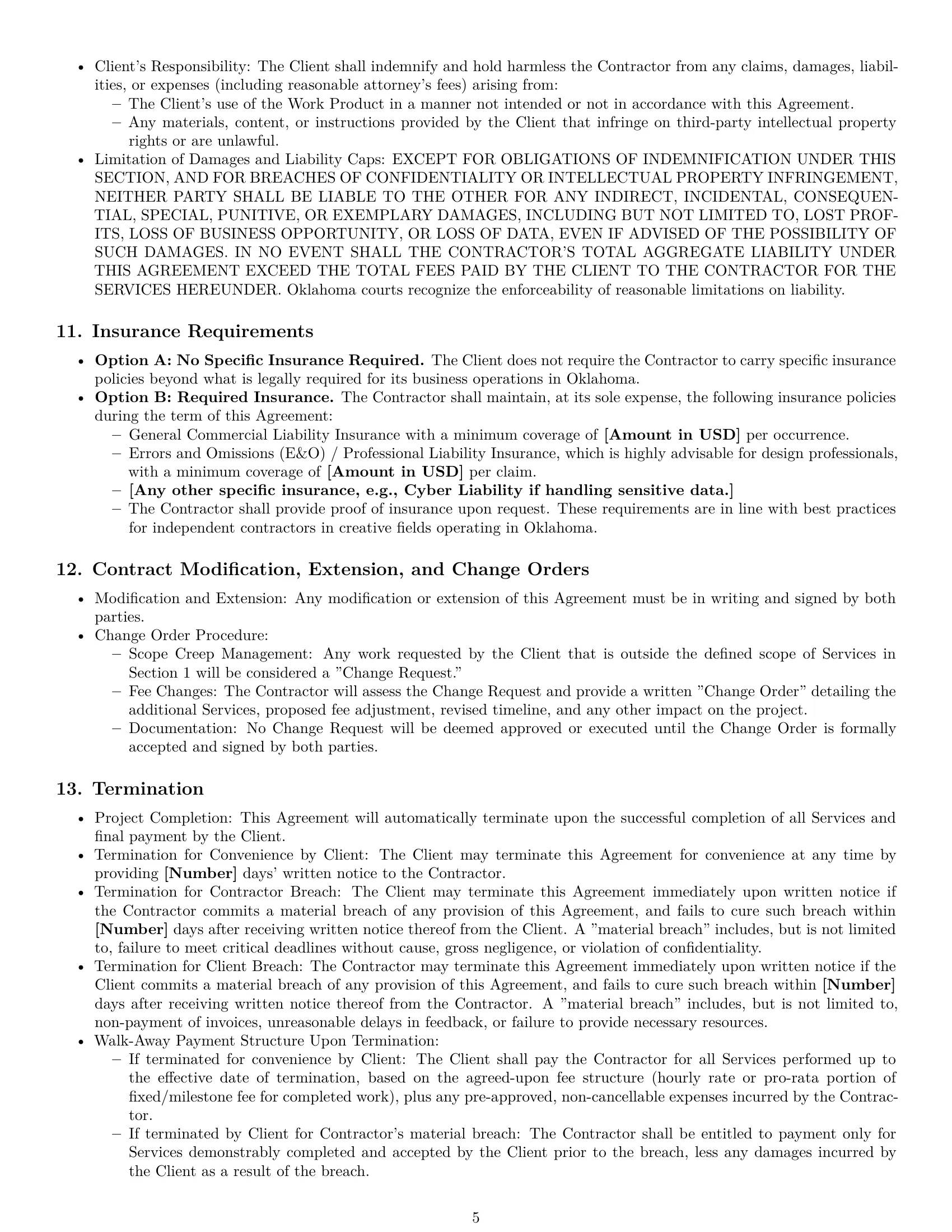 Preview page 5 of Pro Oklahoma design independent contractor agreement template