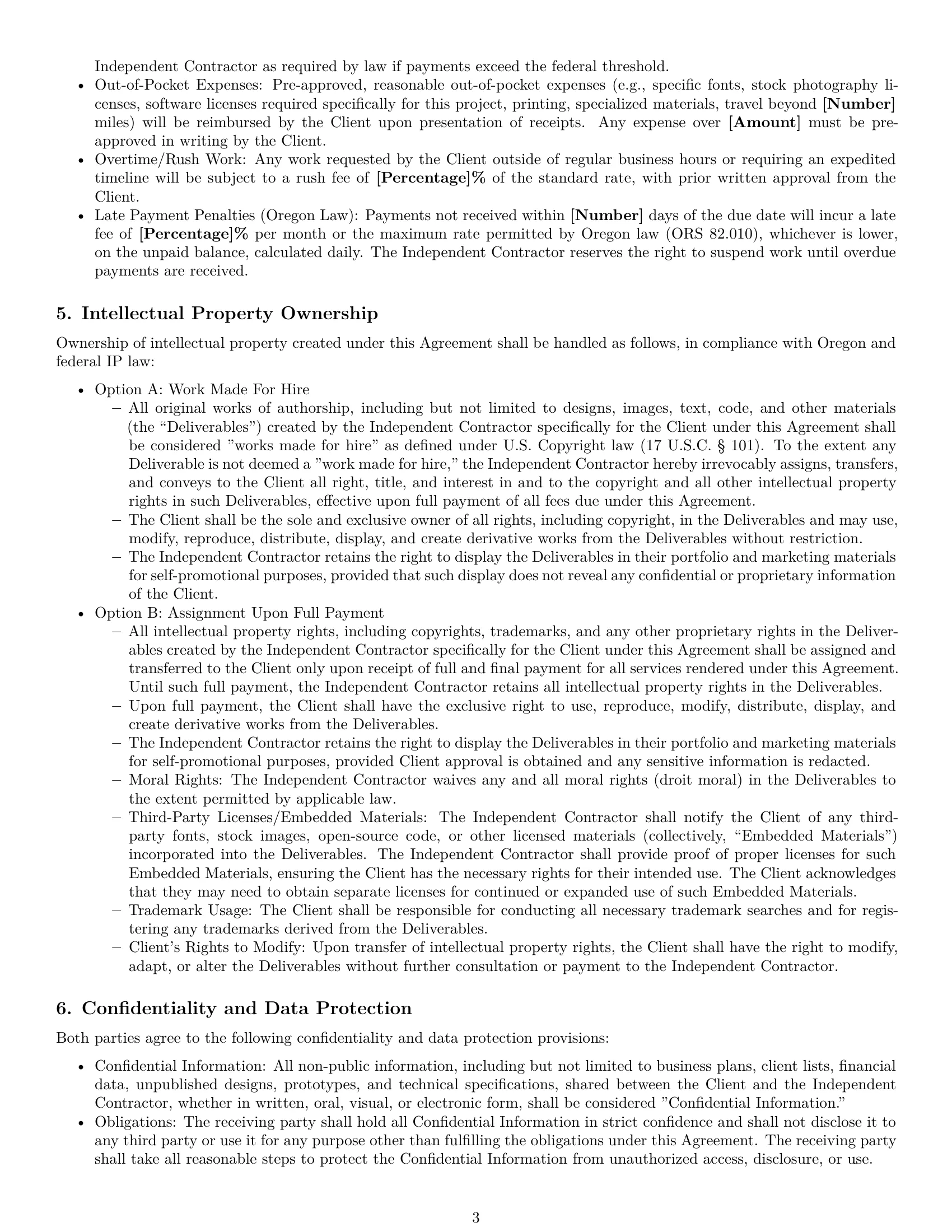 Preview page 3 of Pro Oregon design independent contractor agreement template